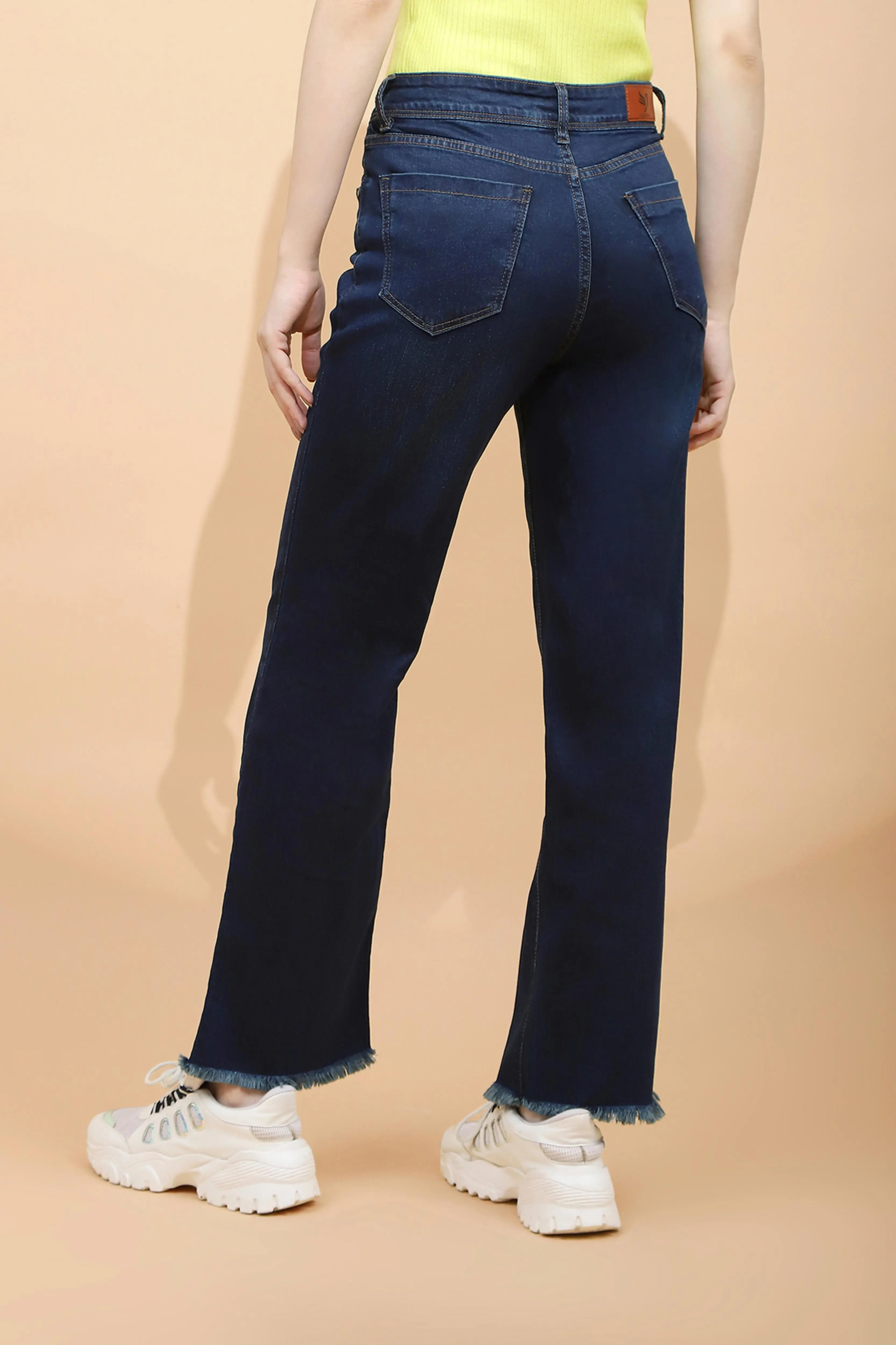 Blue Cotton Flared Jeans - Image 4