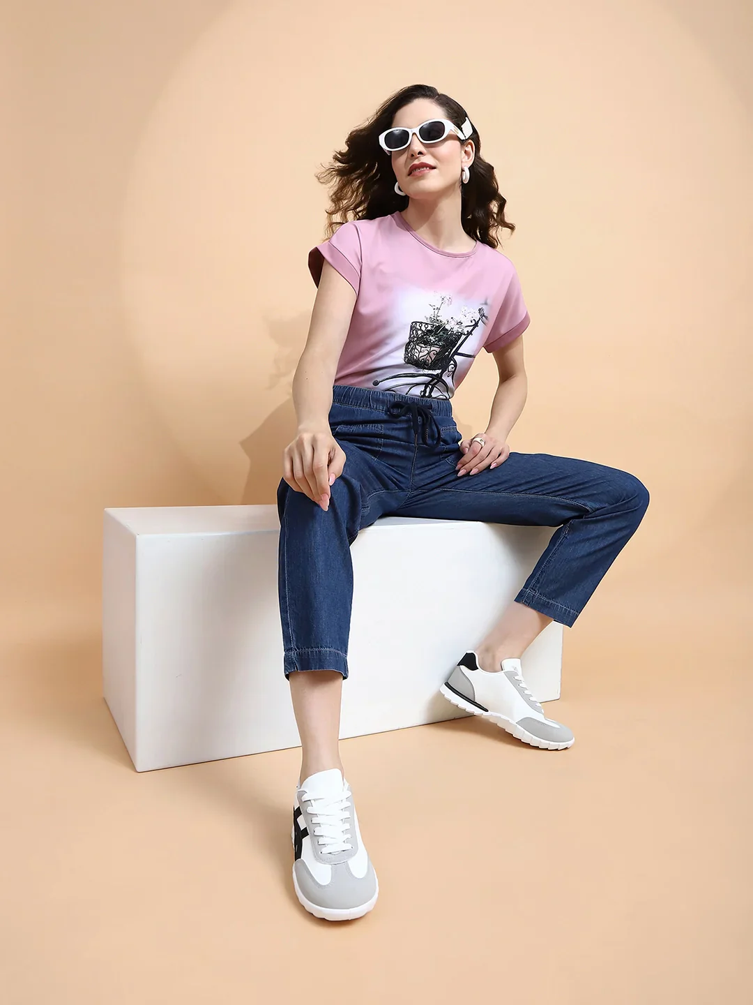 Blue Cotton Blend Loose Fit Lower - Image 15