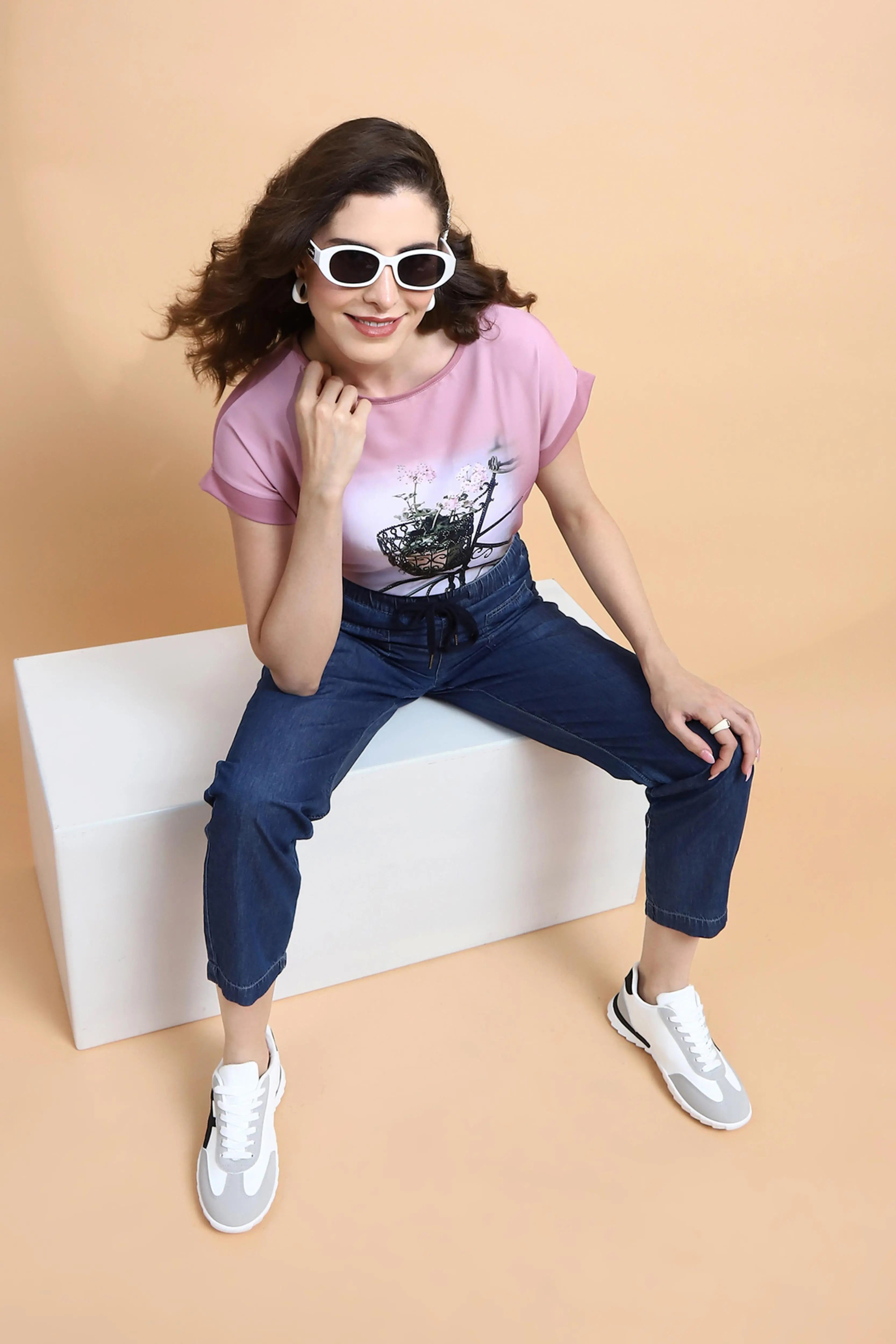 Blue Cotton Blend Loose Fit Lower - Image 8