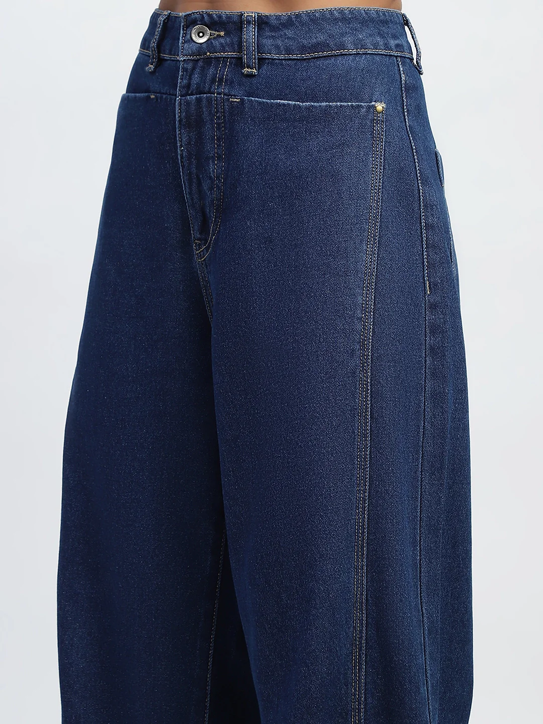 Blue Cotton Blend Boyfriend Jeans - Image 12