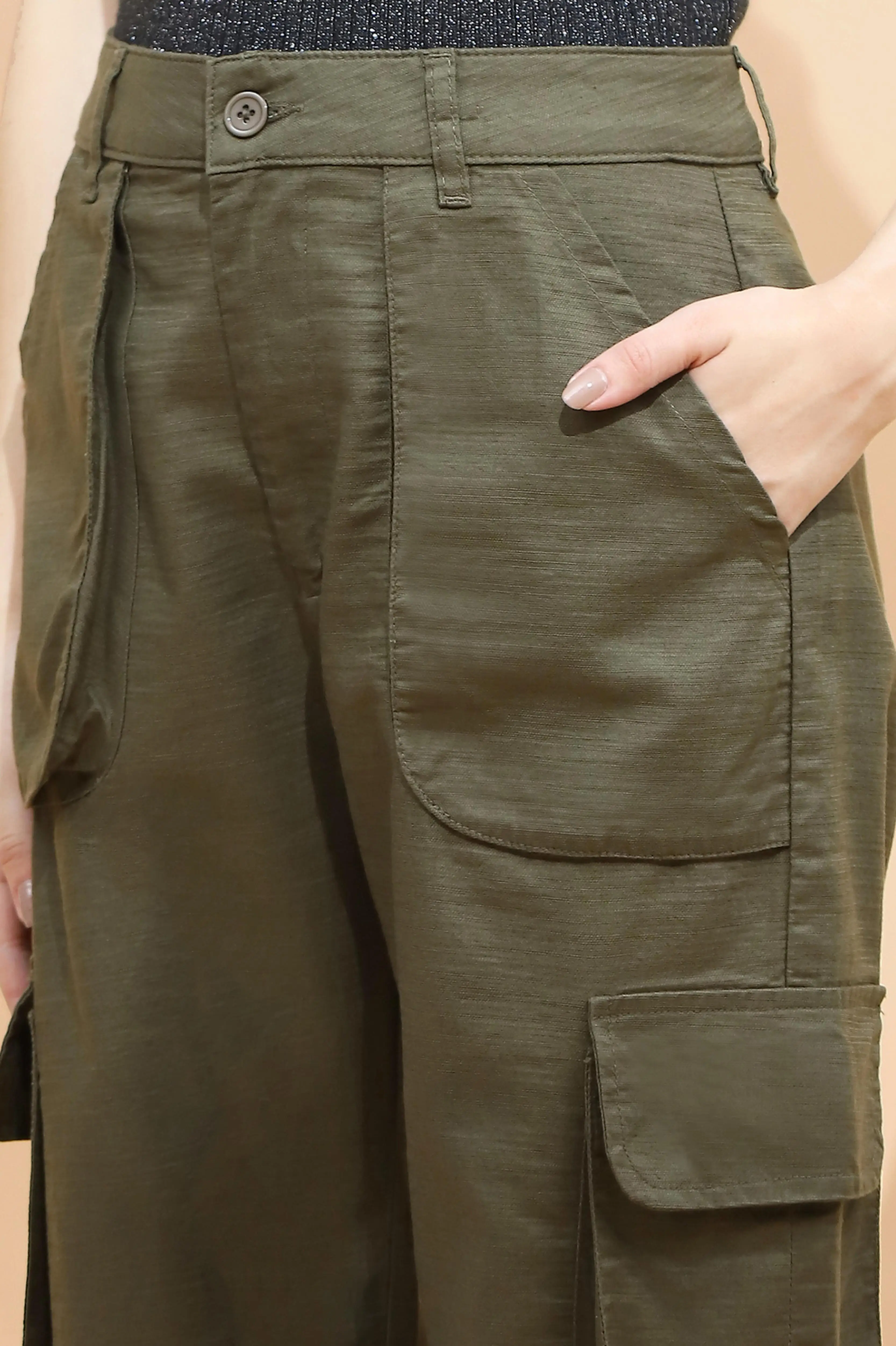 Olive Cotton Straight Fit Jogger - Image 5