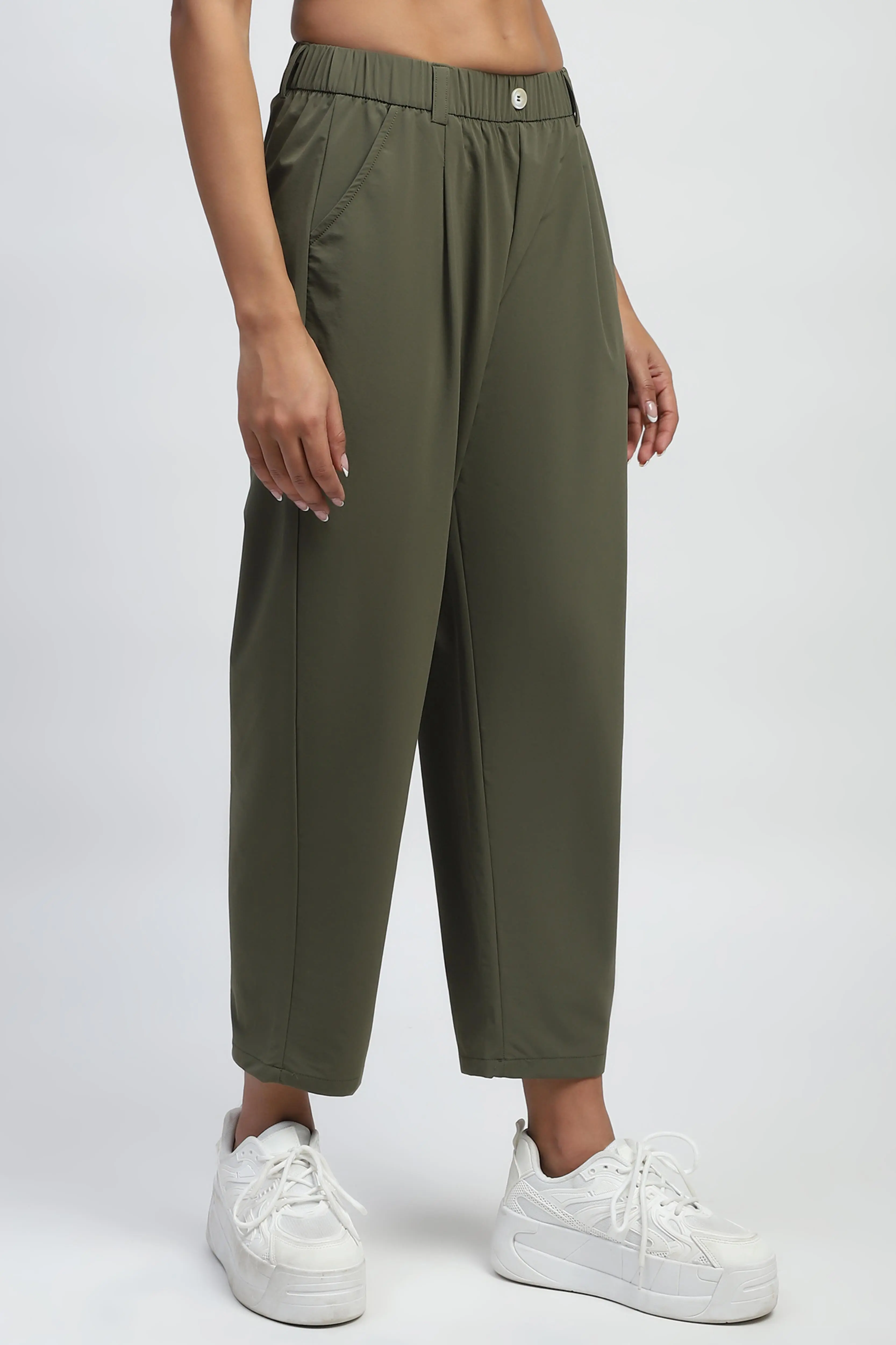 Dark Olive Solid Nylon Lower - Image 3