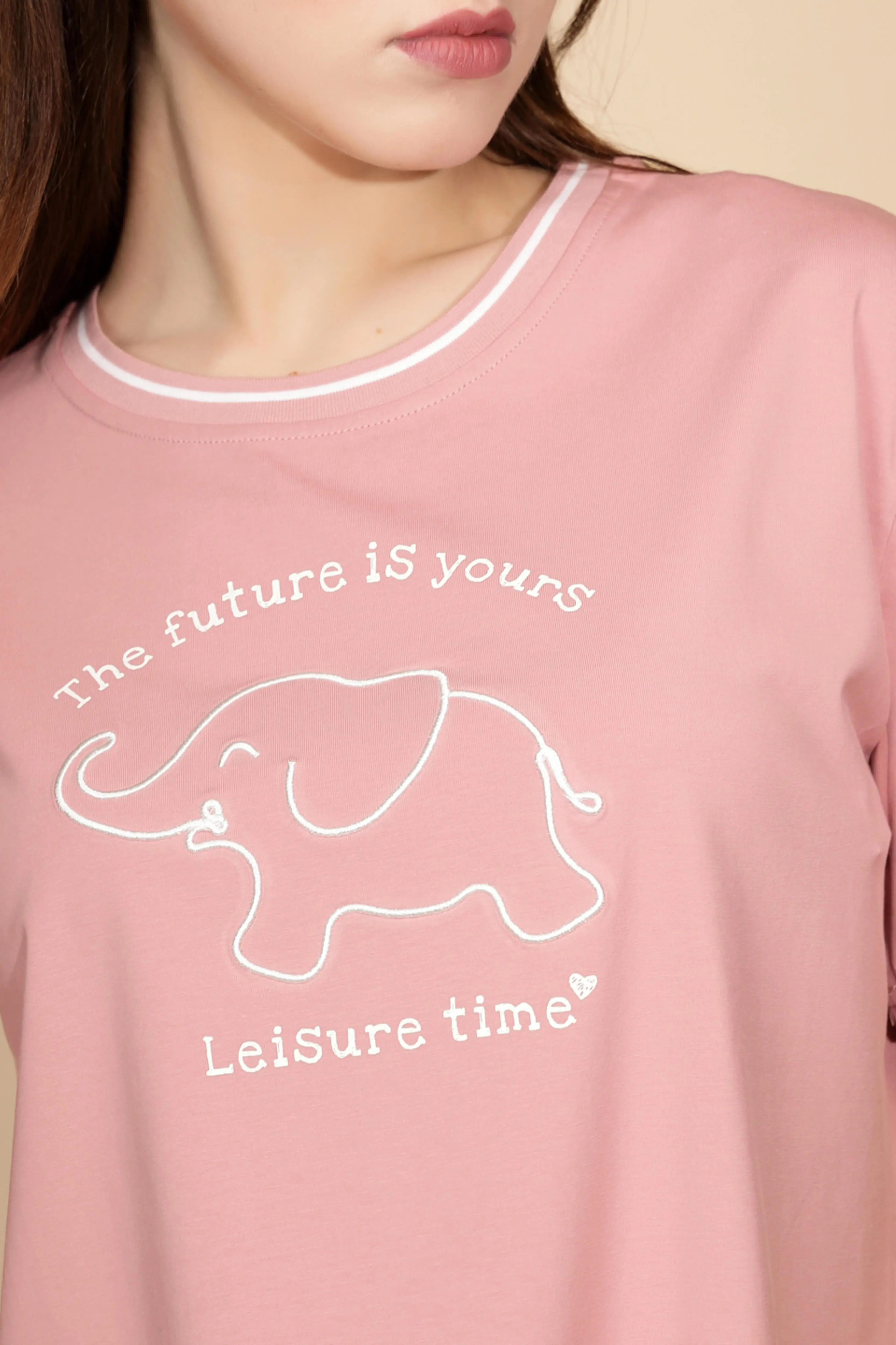 Pink Cotton Blend Graphic Top - Image 5
