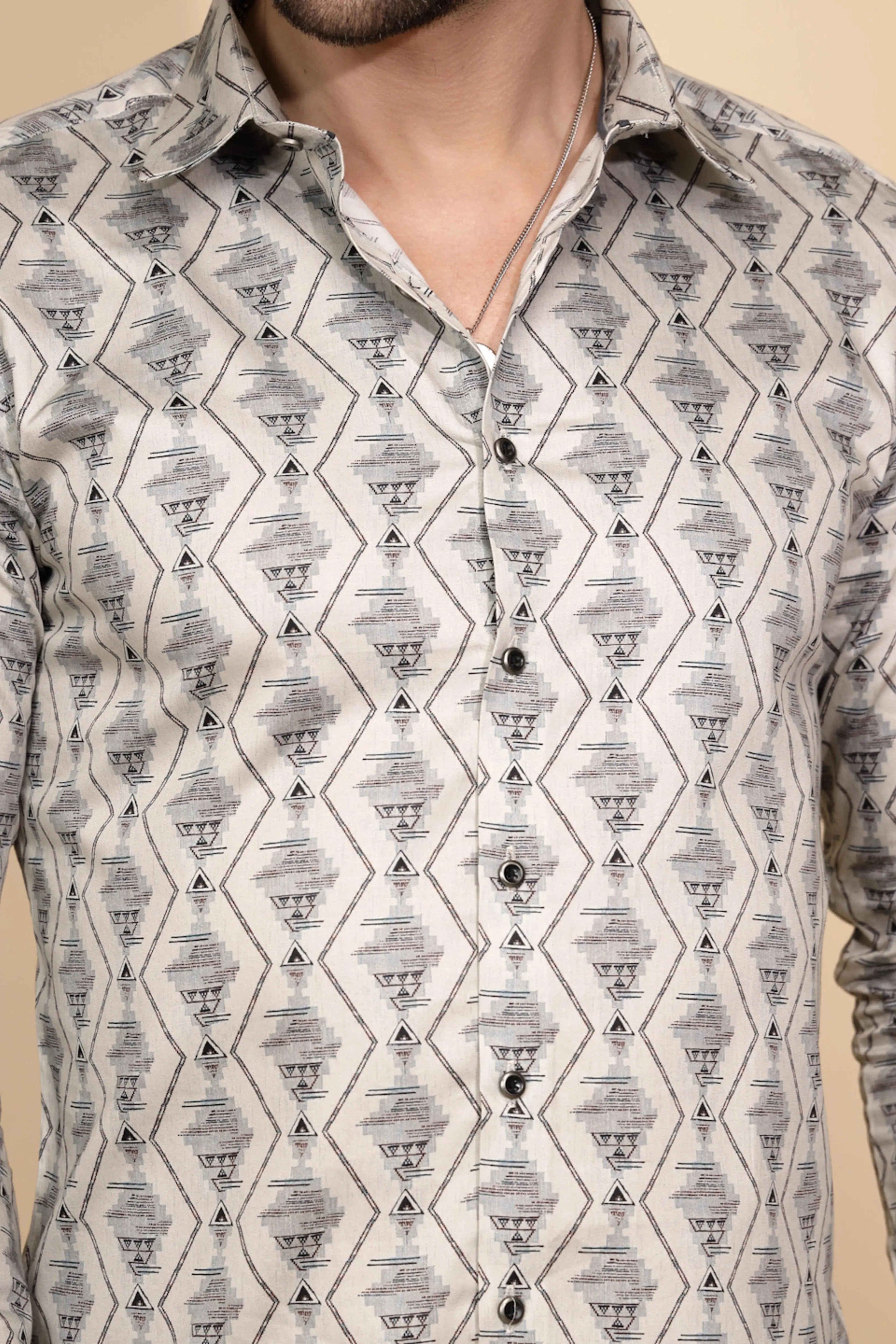 Ecru Aztec Cotton Shirt - Image 5