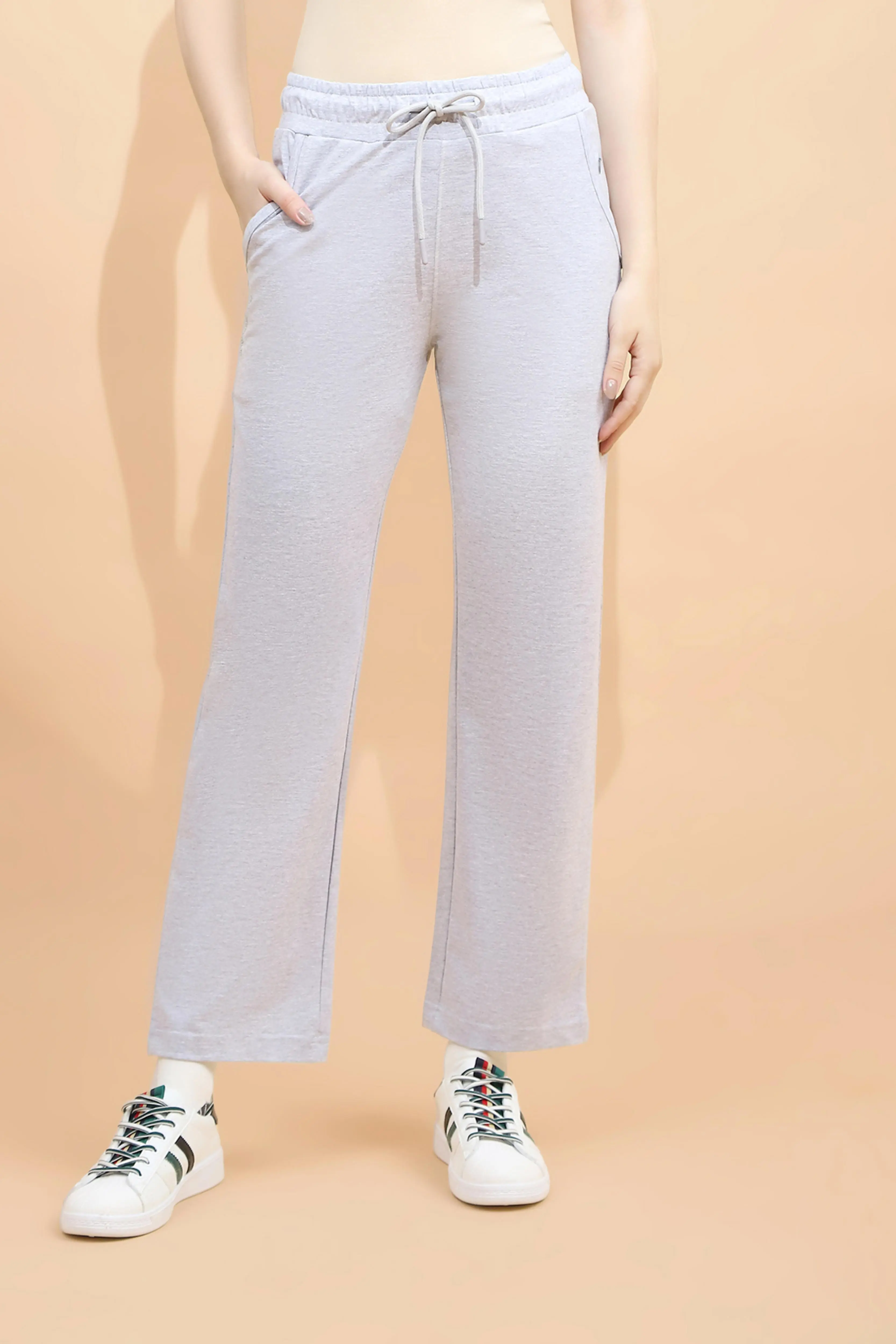 Ecru Melange Cotton Blend Lower
