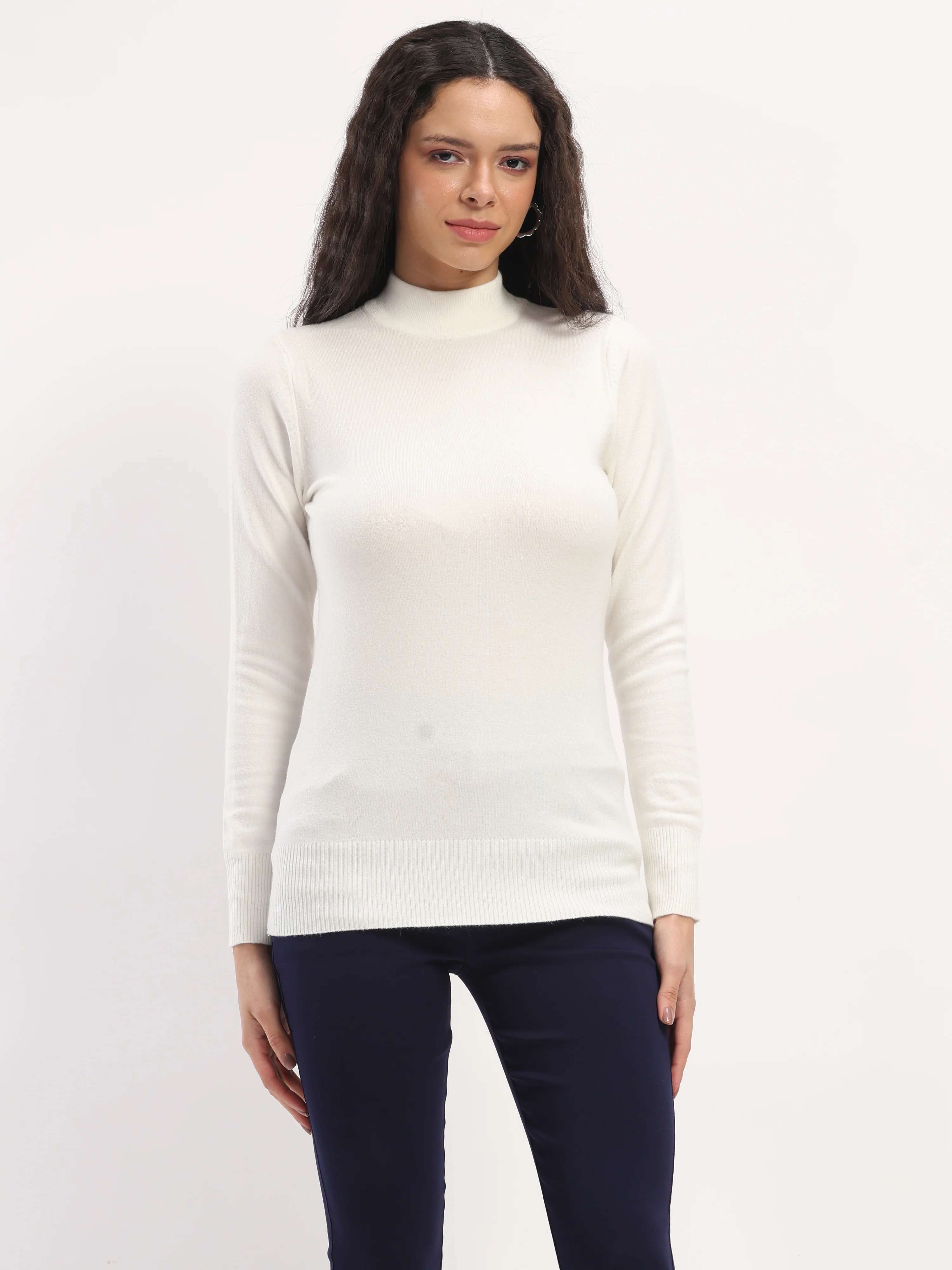 Ecru Turtle Neck Slim Skivvy Pullover - Image 9