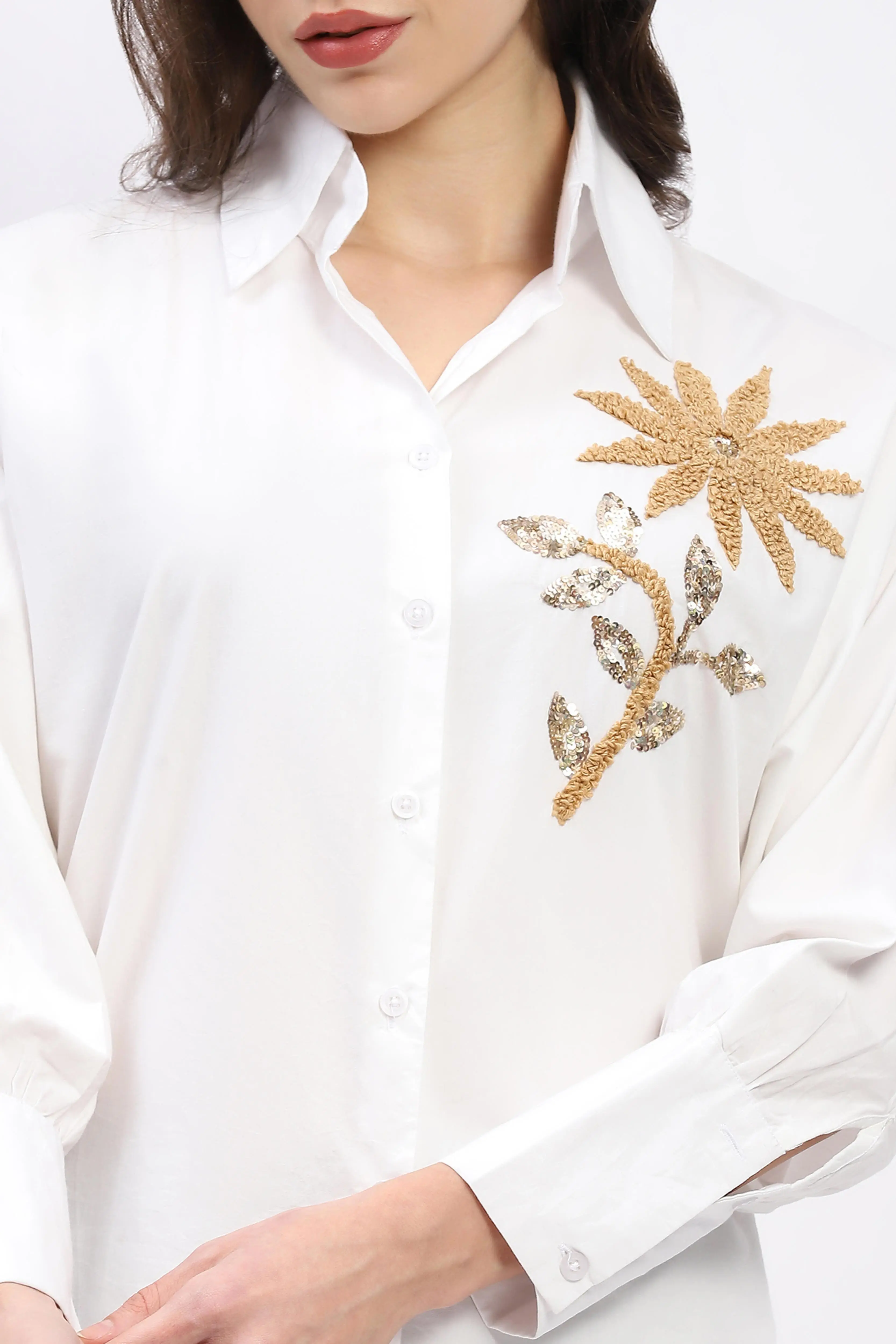 Embellished Cotton Shirt Top - Image 5