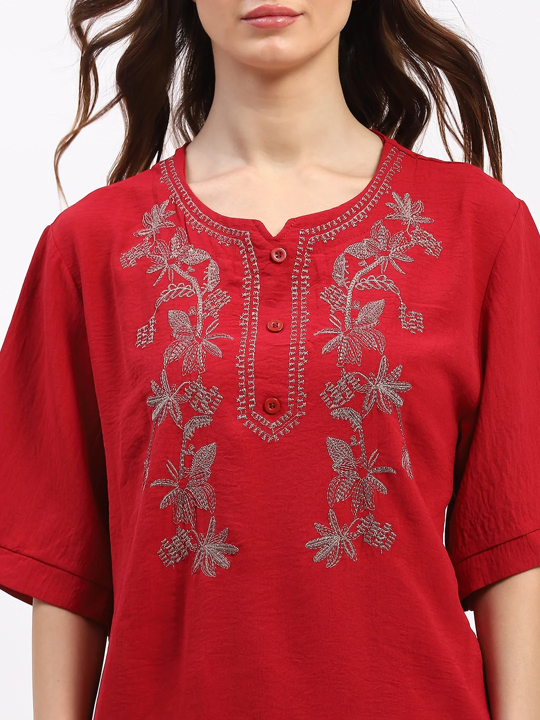 Embroidered Yoke Rayon Co-ord Set - Image 6