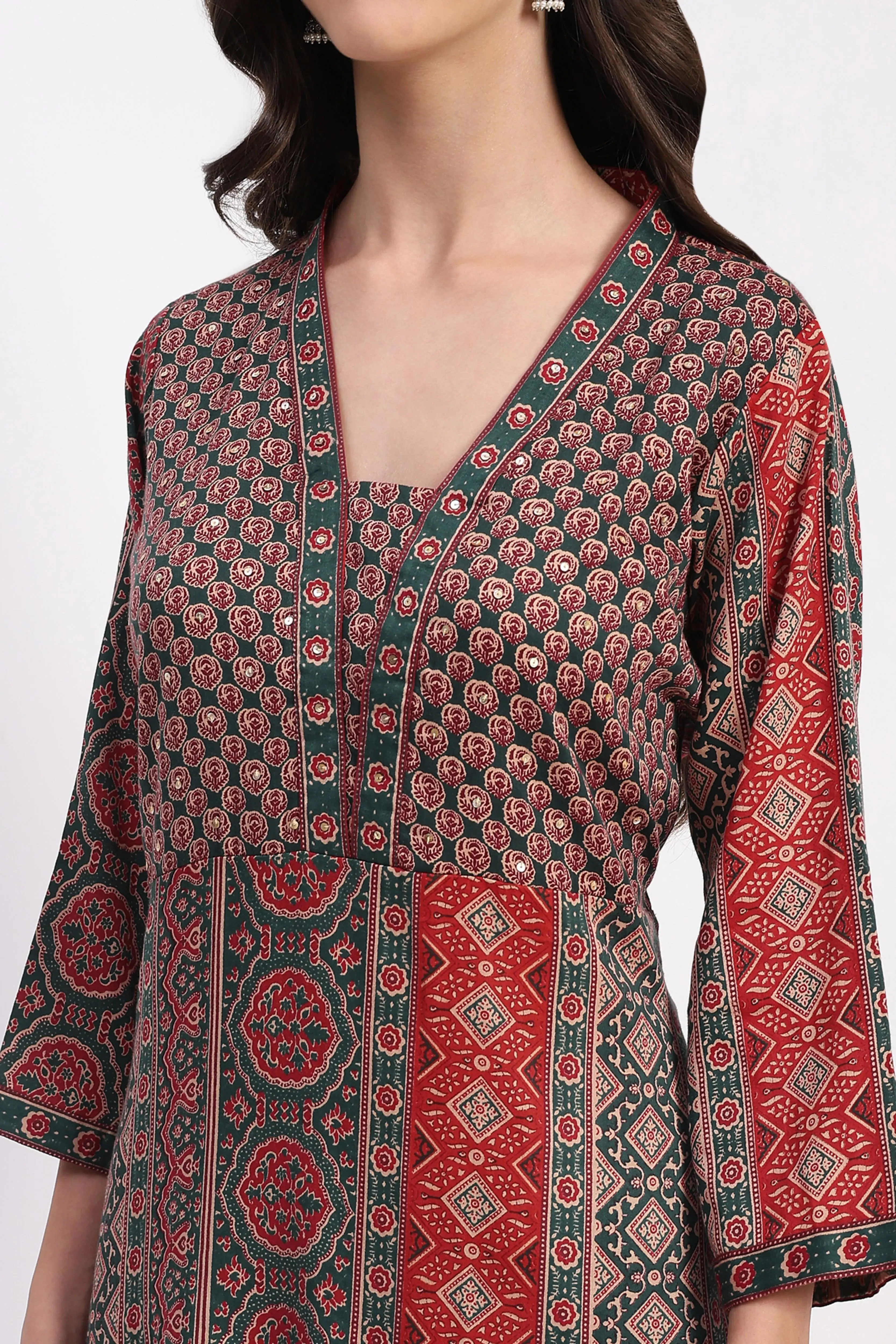 Embellished Cotton A-Line Kurta - Image 5