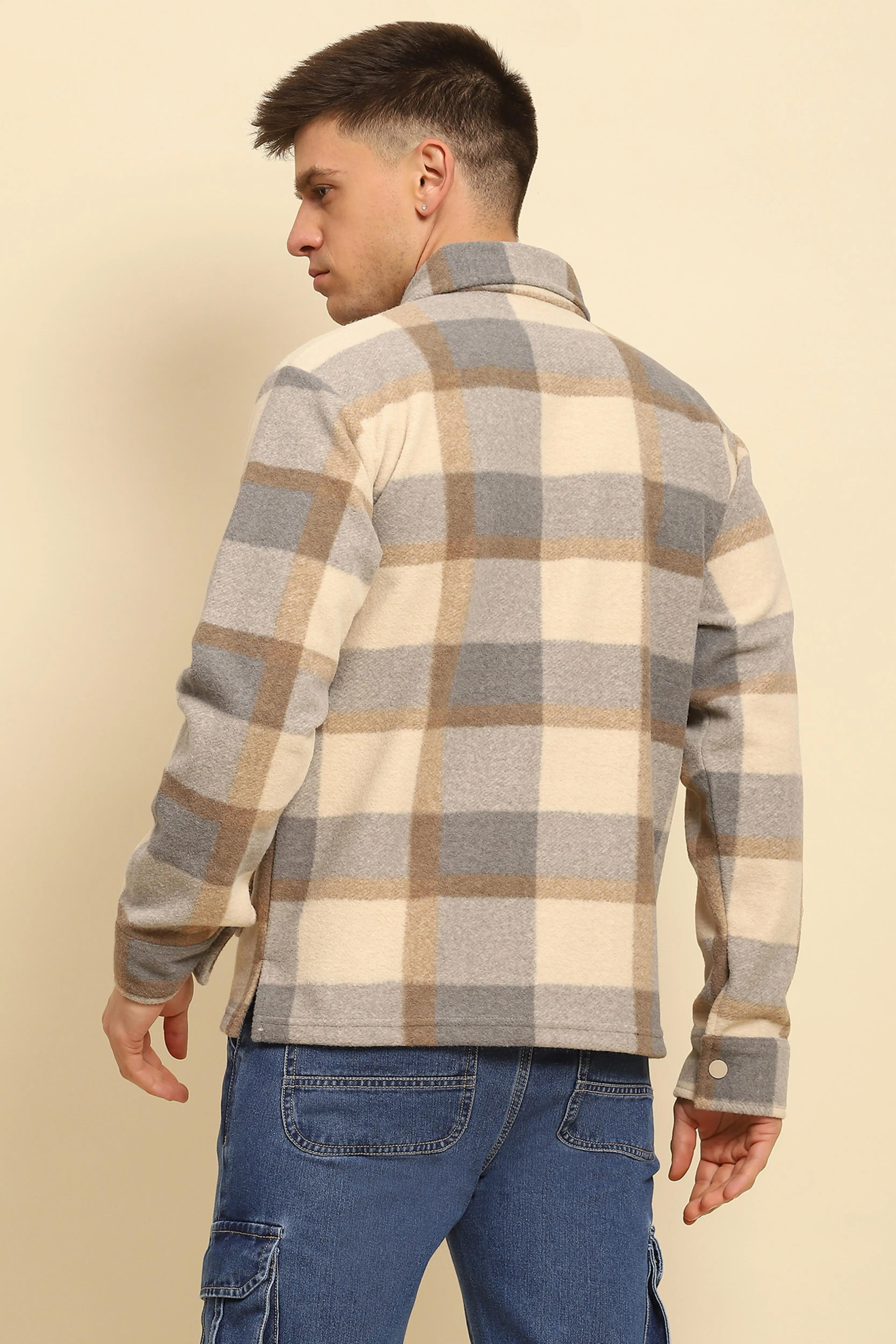 Fawn Checkered Relaxed Fit Shacket - Image 4