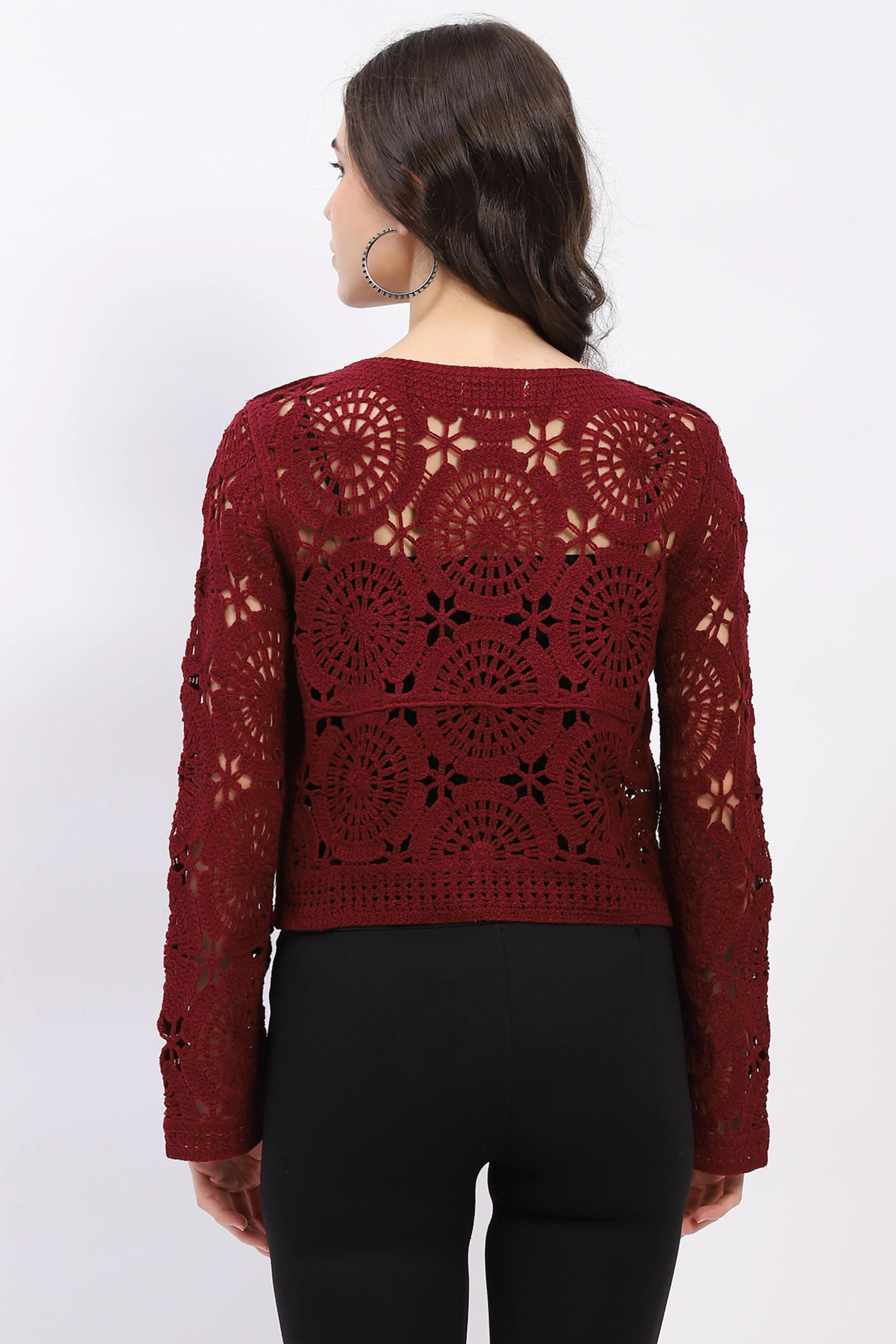 Floral Crochet Woven Top - Image 6