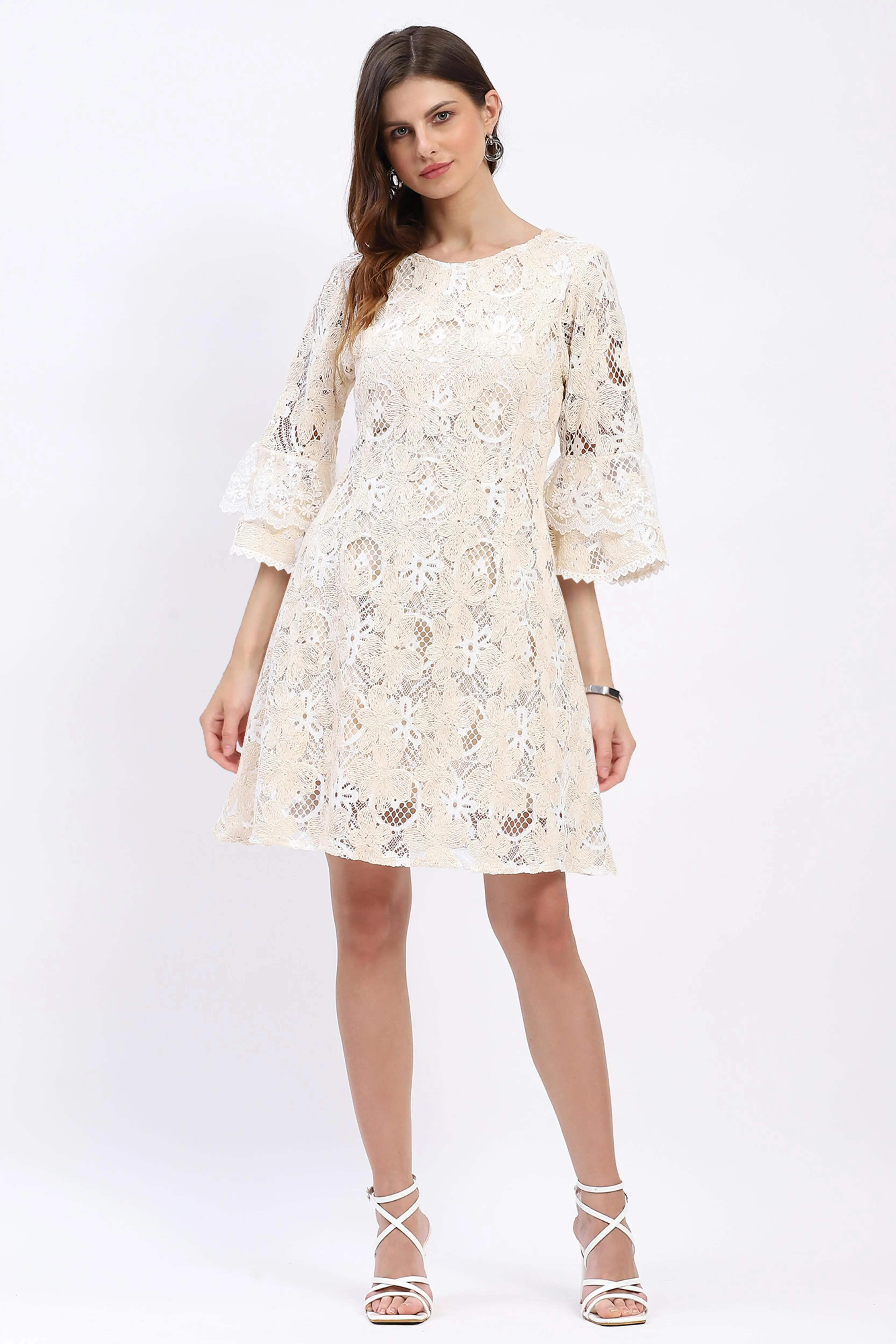Floral Embroidered A-Line Dress - Image 2