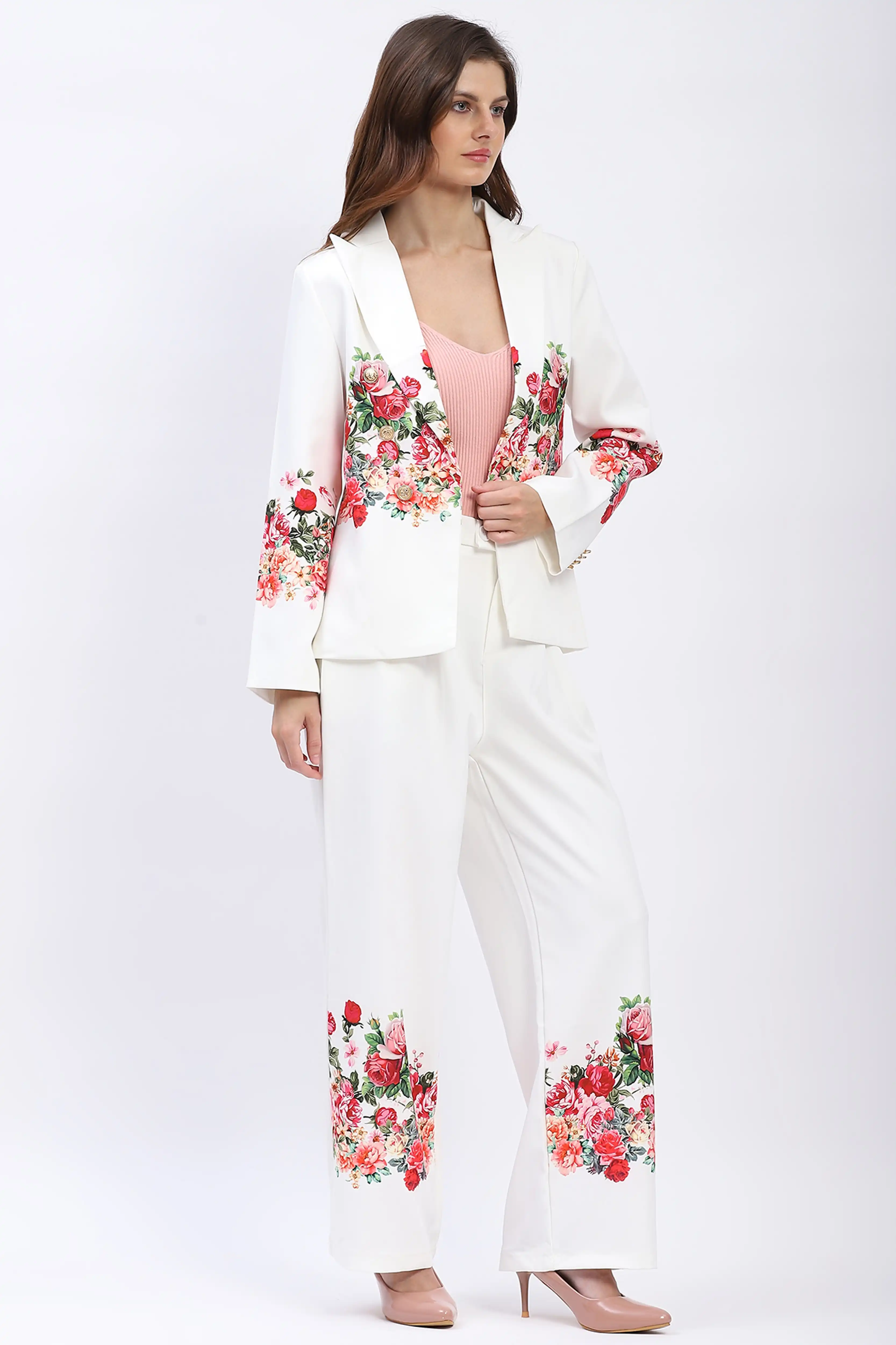 Floral Placement Print Coat - Image 6