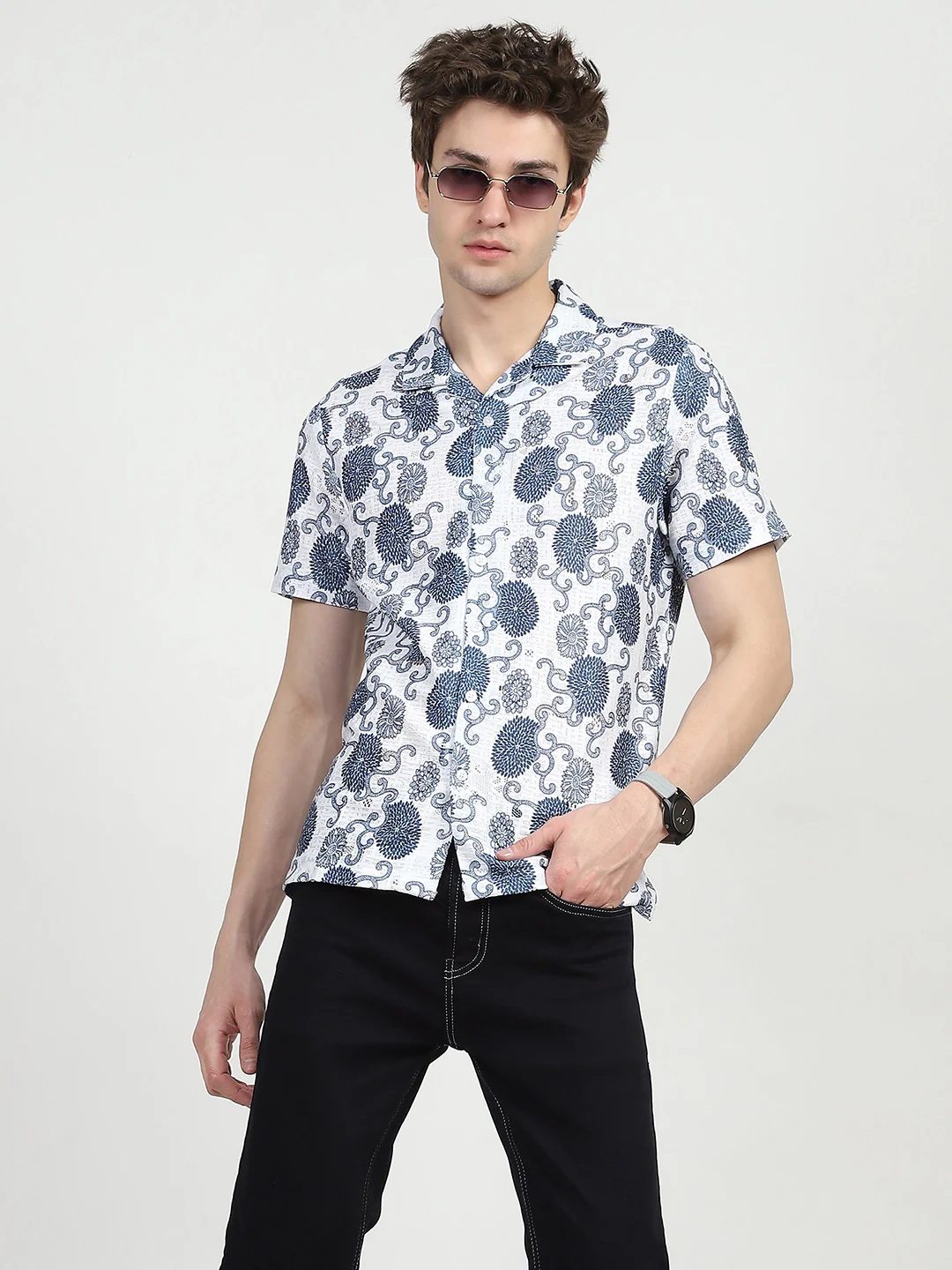 Blue Floral Print Shirt - Image 8