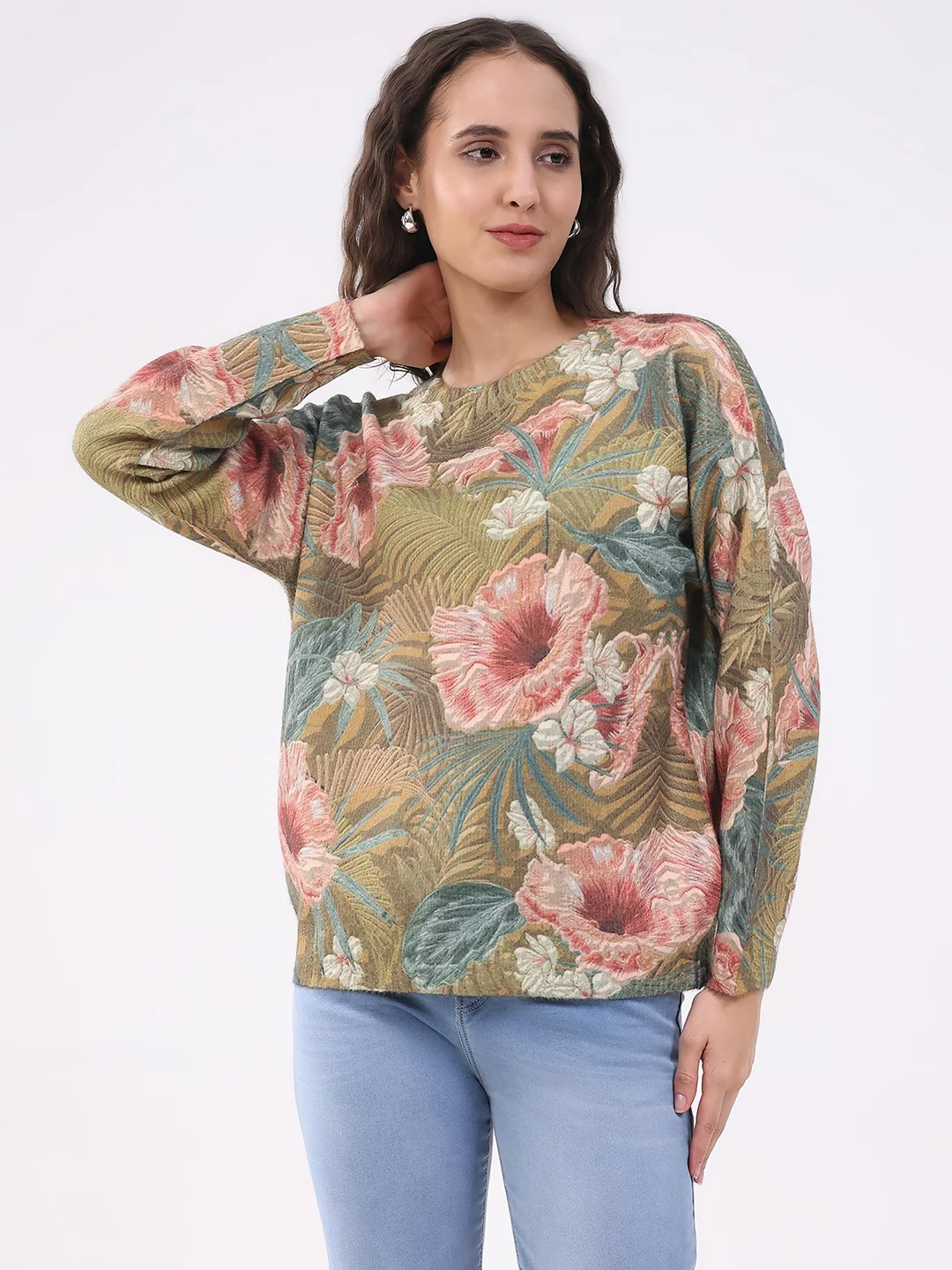 Floral Relaxed Fit Winter Pullover - Image 7