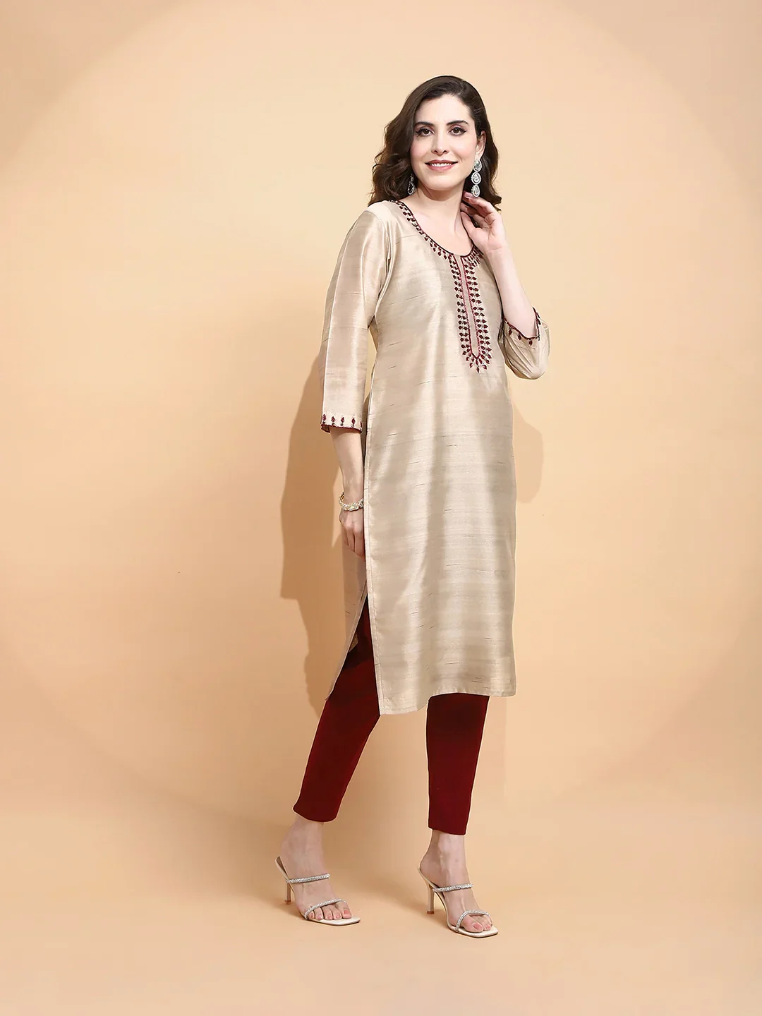 Gold Embroidered Kurta - Image 11