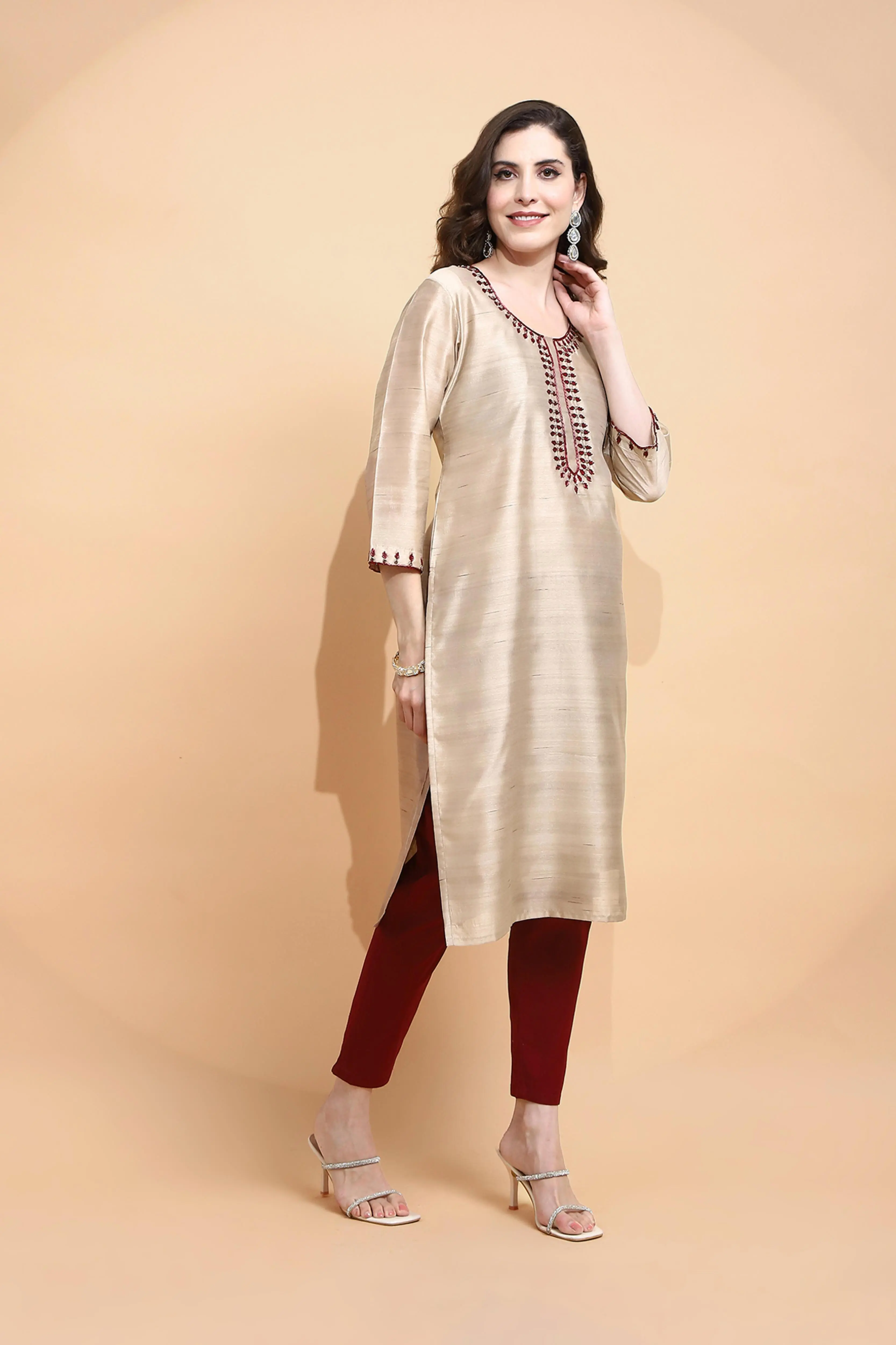 Gold Embroidered Kurta - Image 3