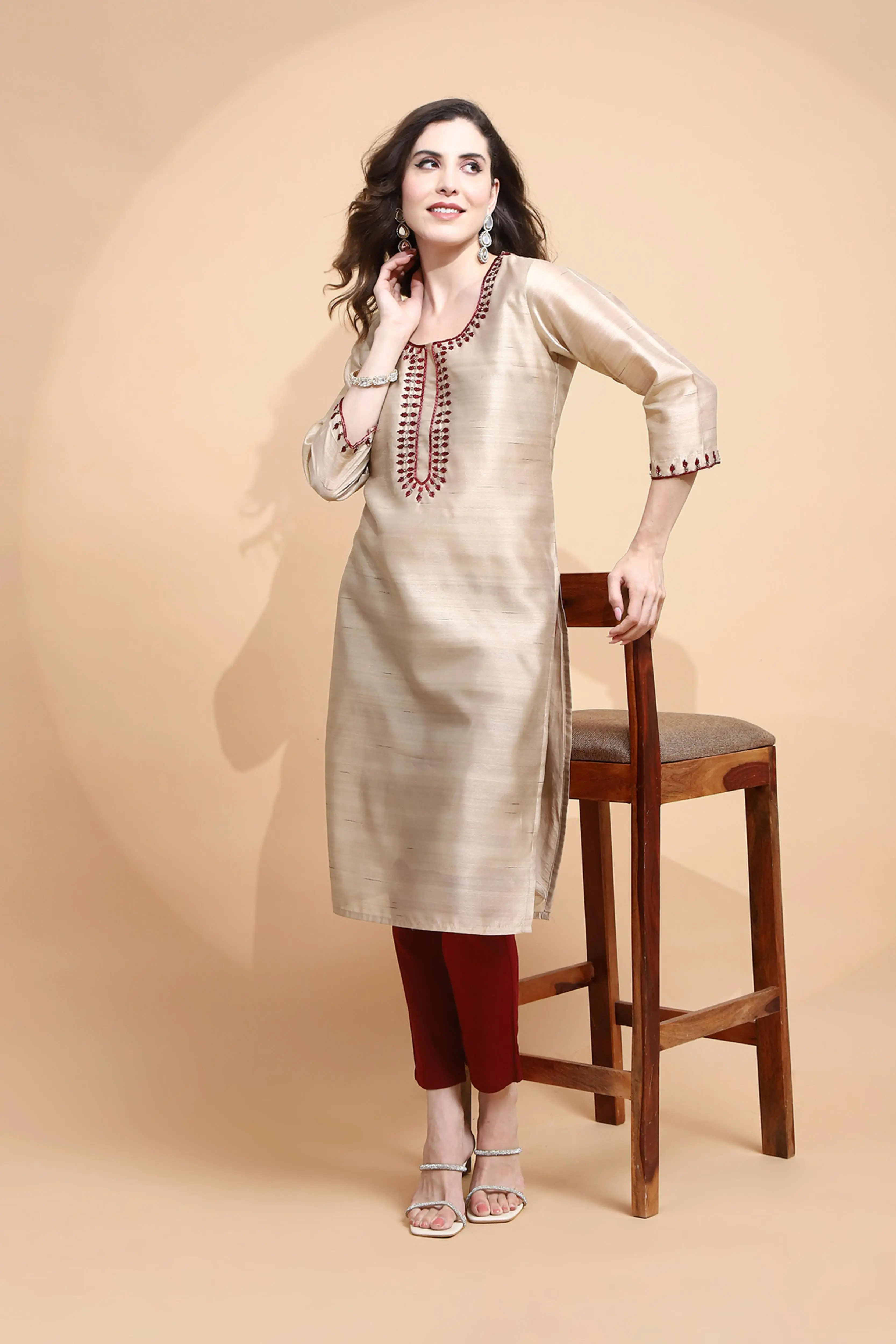 Gold Embroidered Kurta - Image 8
