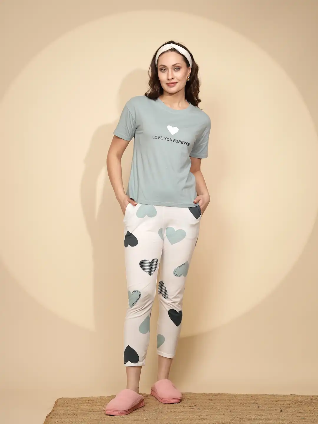 Green Cotton Blend Night Suit - Image 9