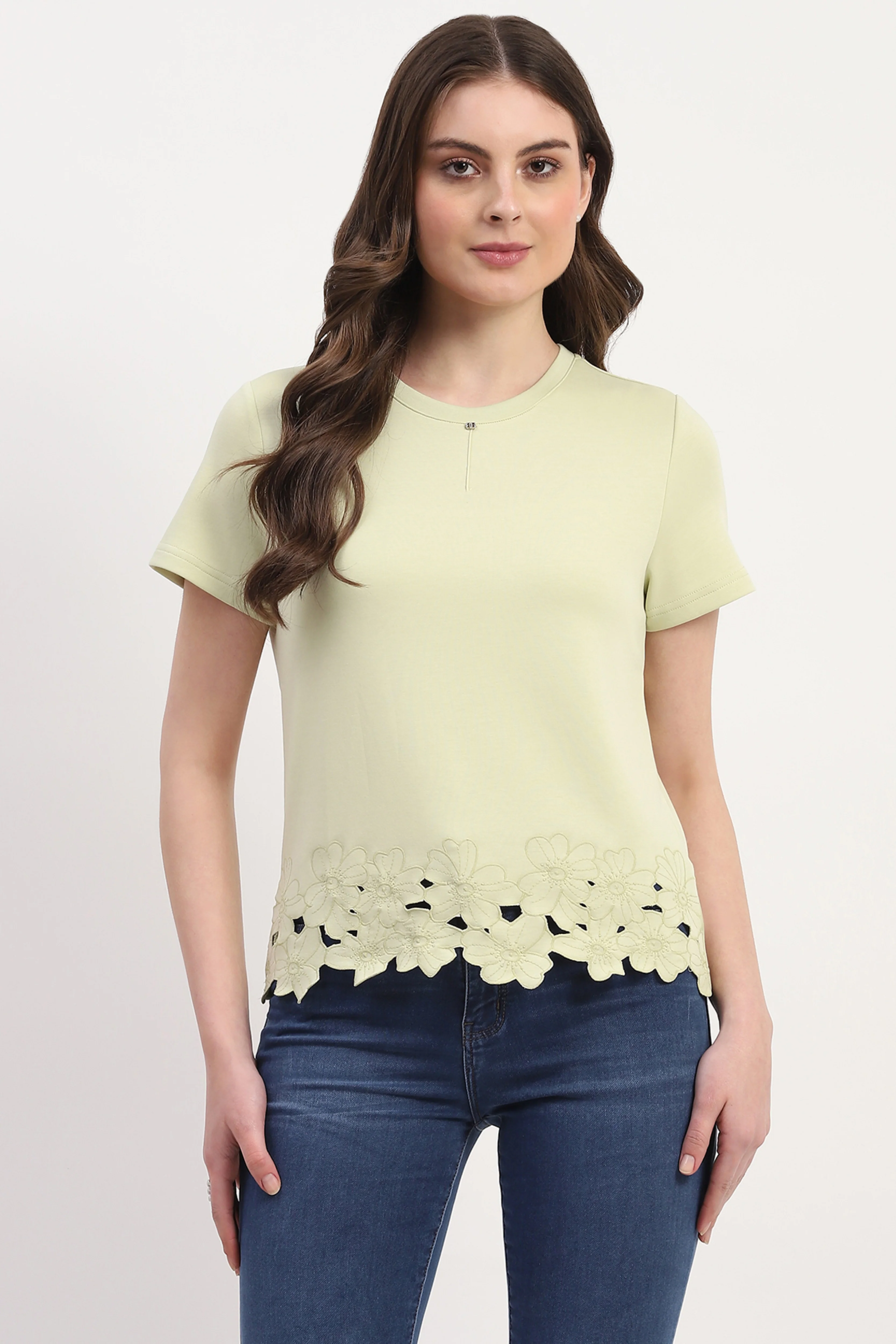 Green Cotton Blend Solid Top - Image 6