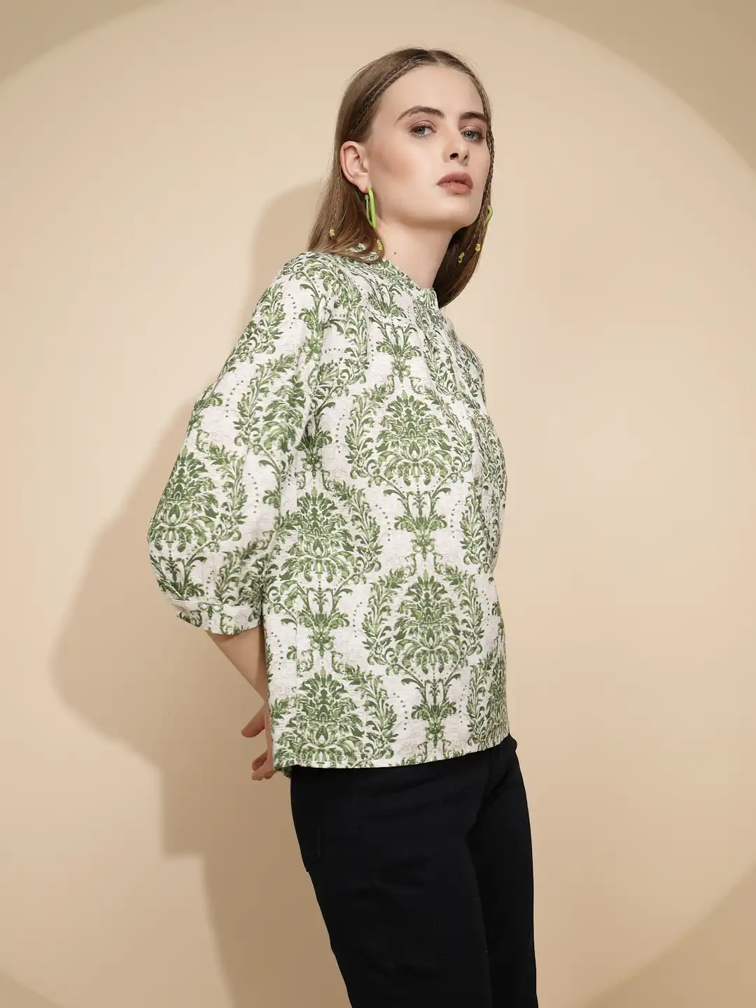 Green Printed Cotton Top - Image 11