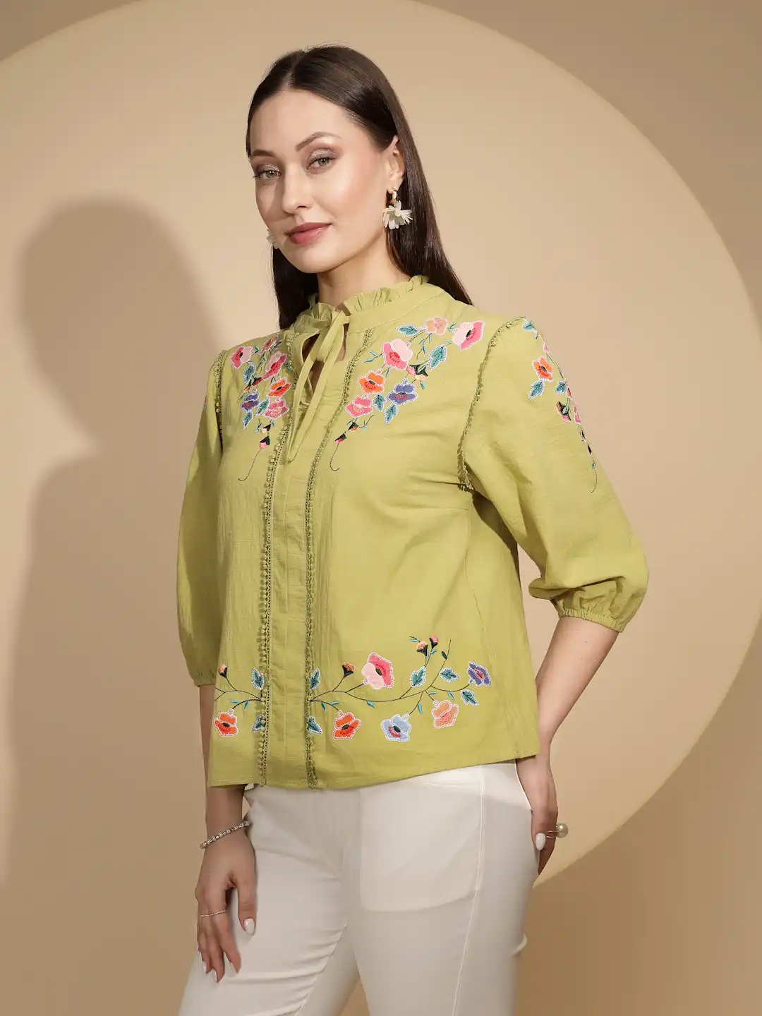 Green Cotton Blend Night Suit - Image 10