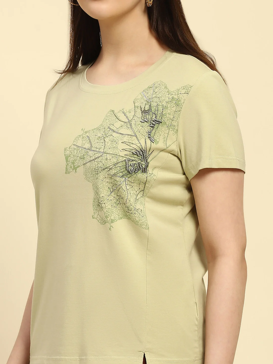 Green Embroidered Modal Top - Image 11