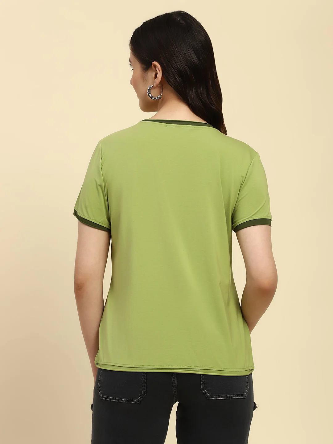 Green Embroidered Modal Blend Top - Image 8