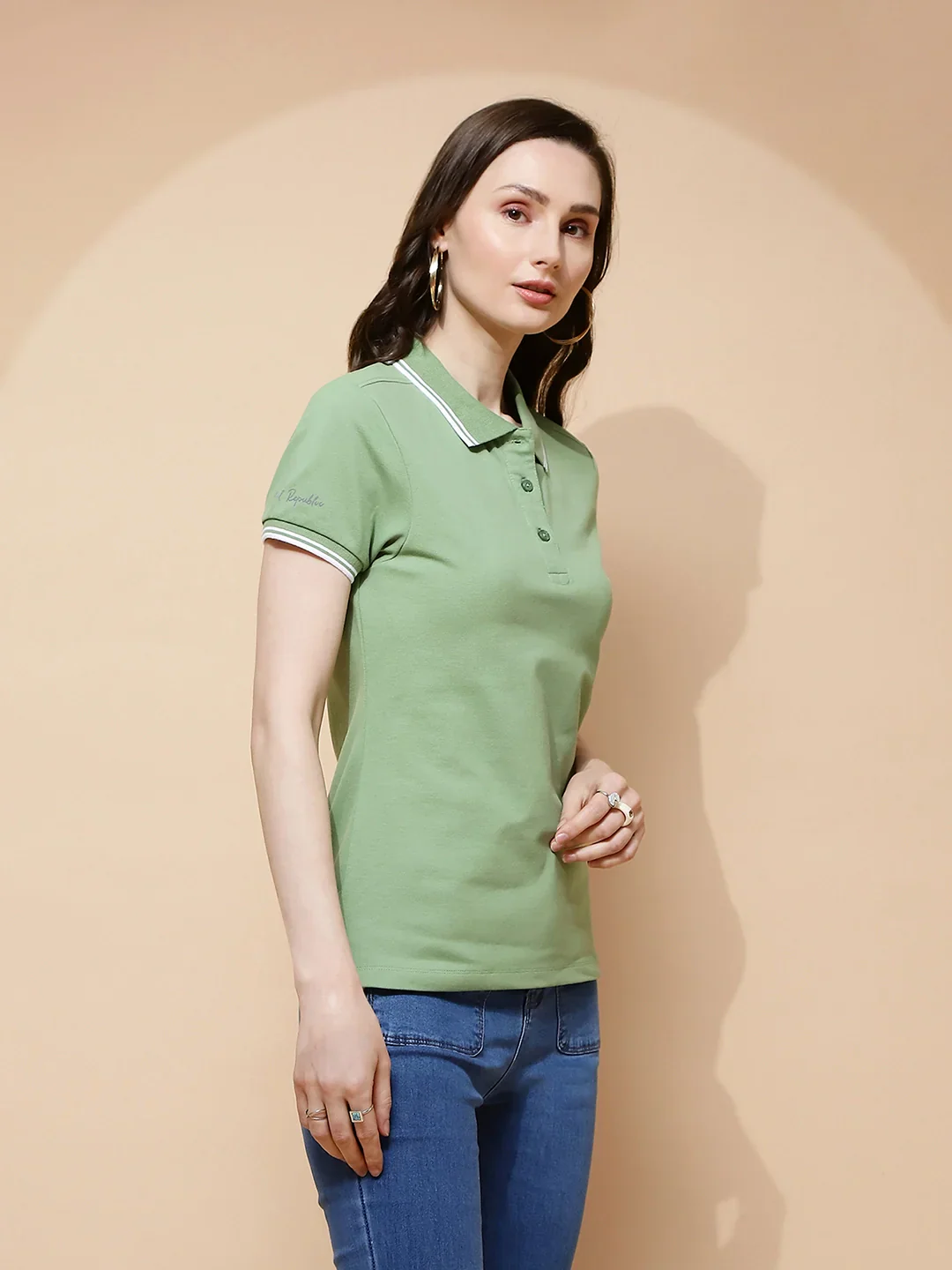 Sage Green Polo Collar T-Shirt - Image 12