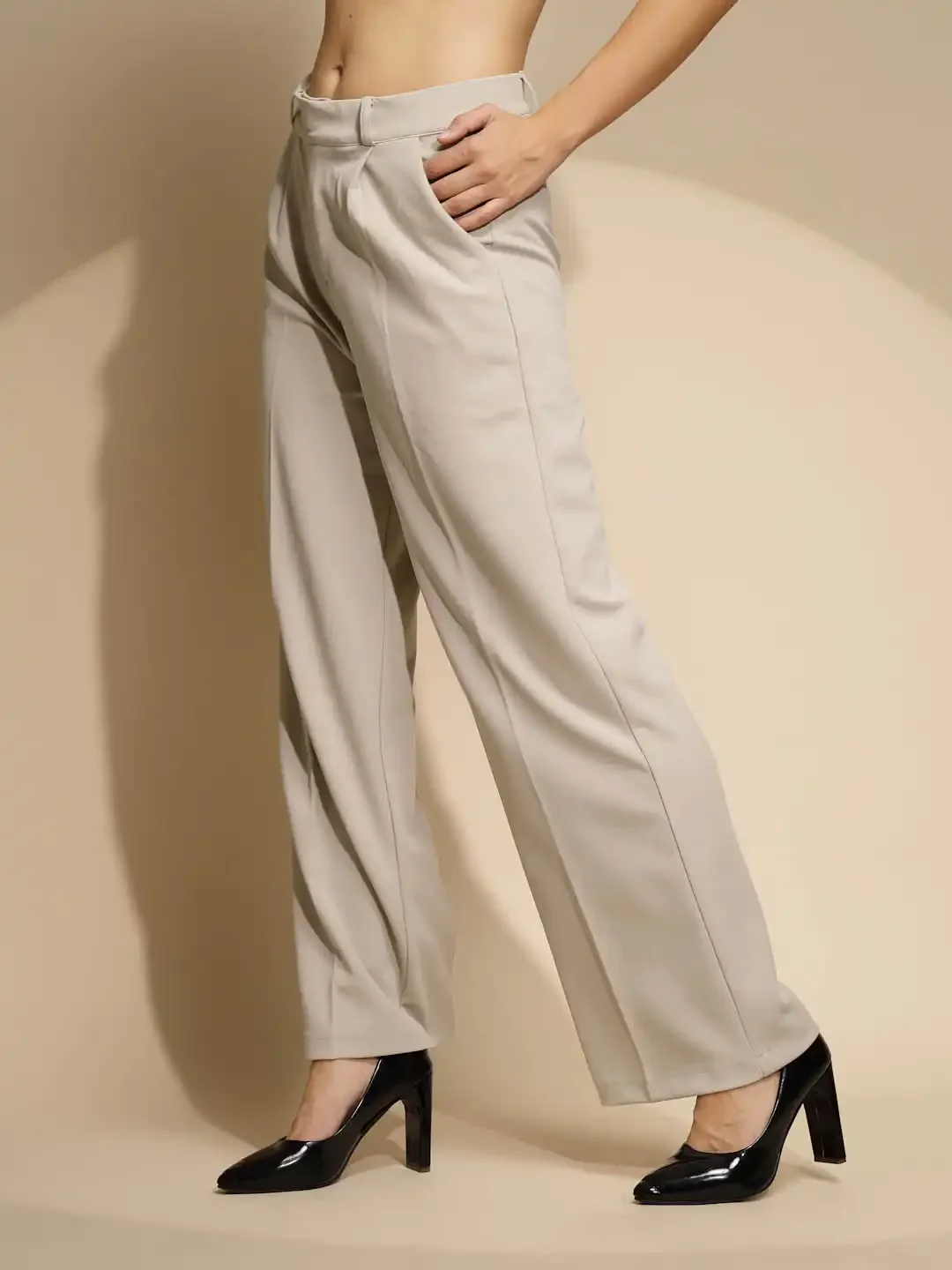 Green Solid Low Rise Trouser For Girl's & - Image 10