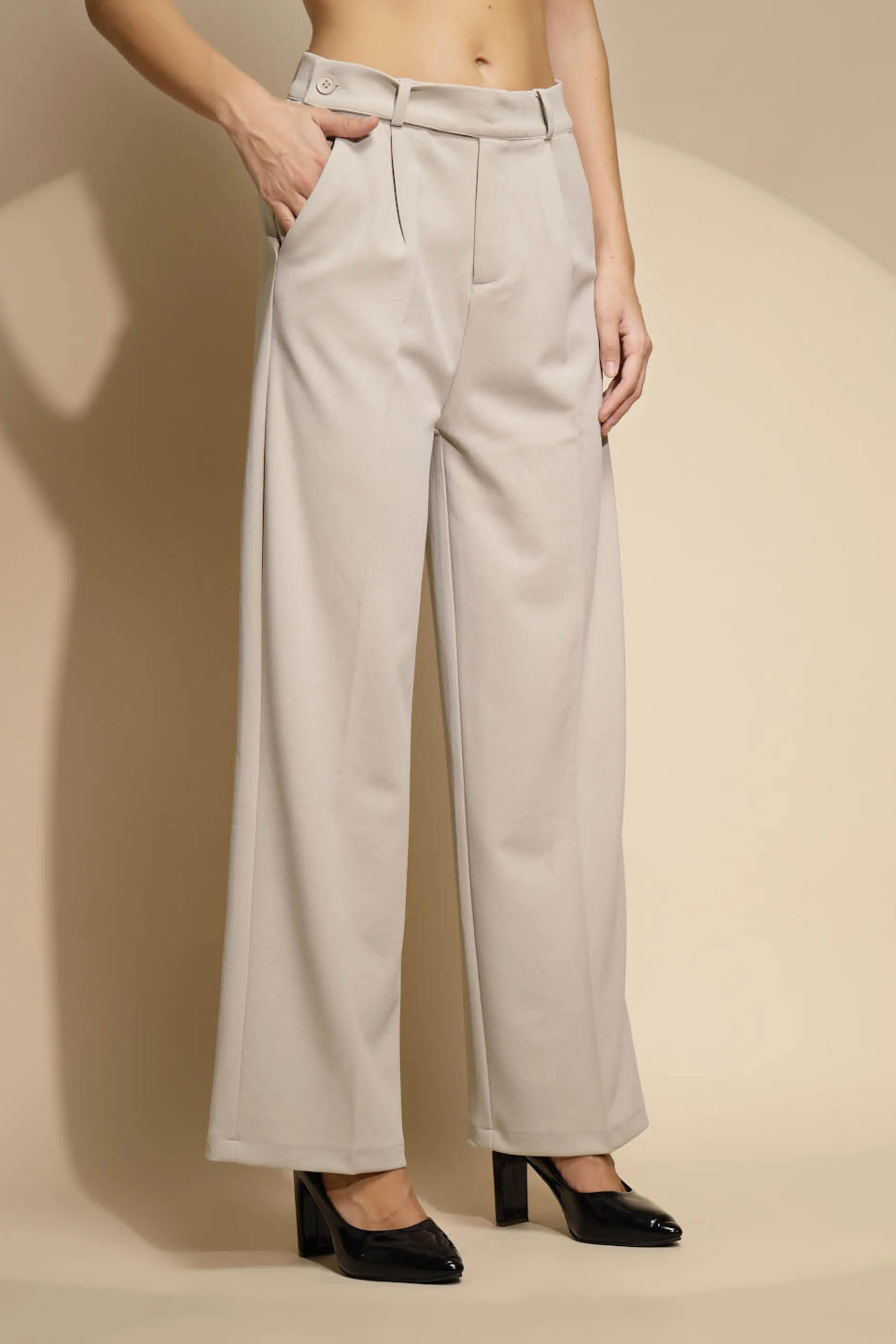 Green Solid Low Rise Trouser For Girl's & - Image 3