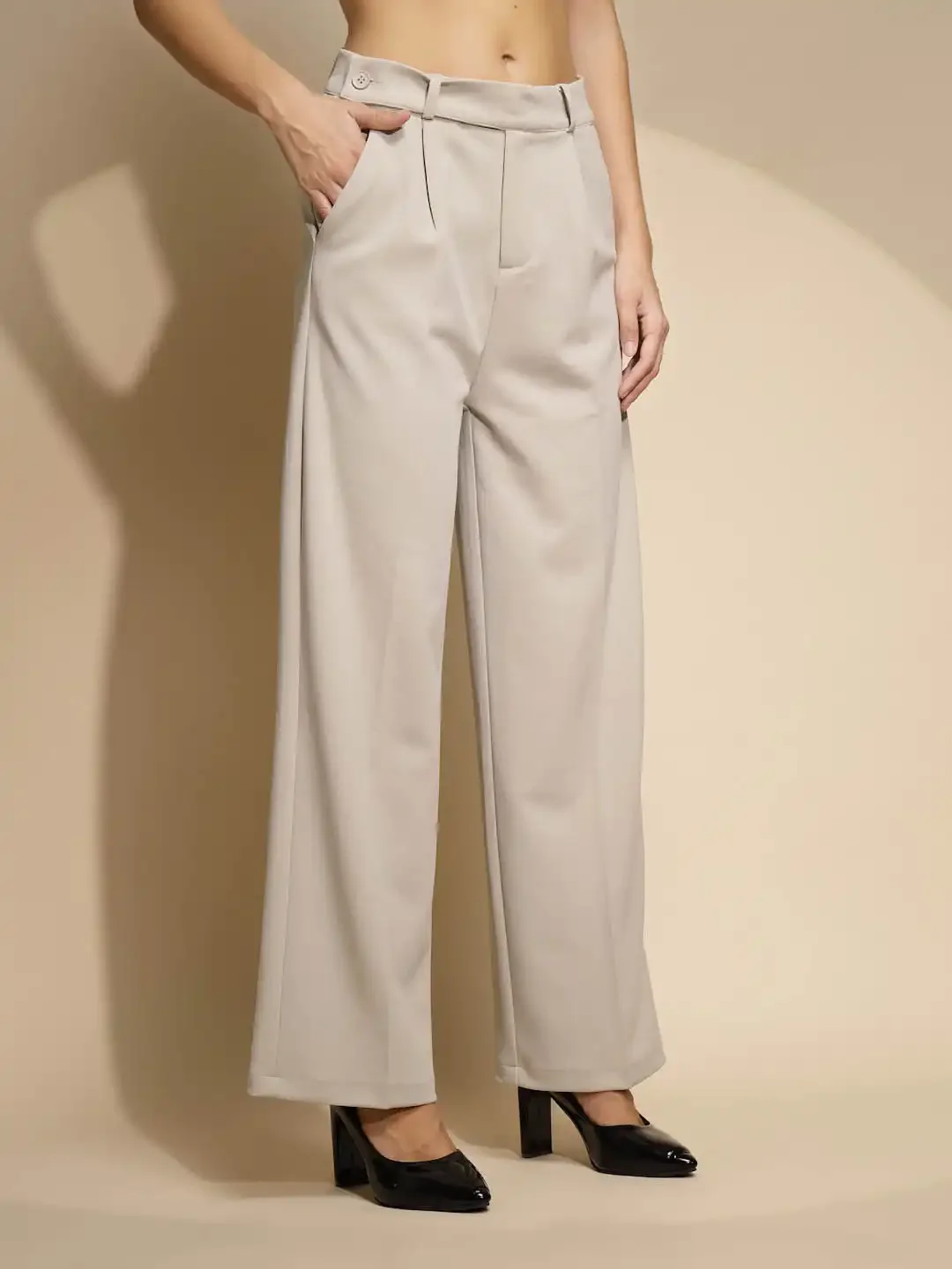 Green Solid Low Rise Trouser For Girl's & - Image 9