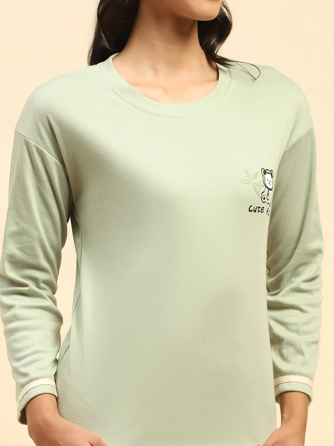 Green Teddy Print Cotton Nightsuit - Image 11