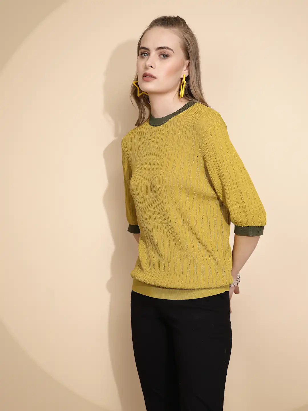 Green Viscose Blend Regular Fit Top - Image 9