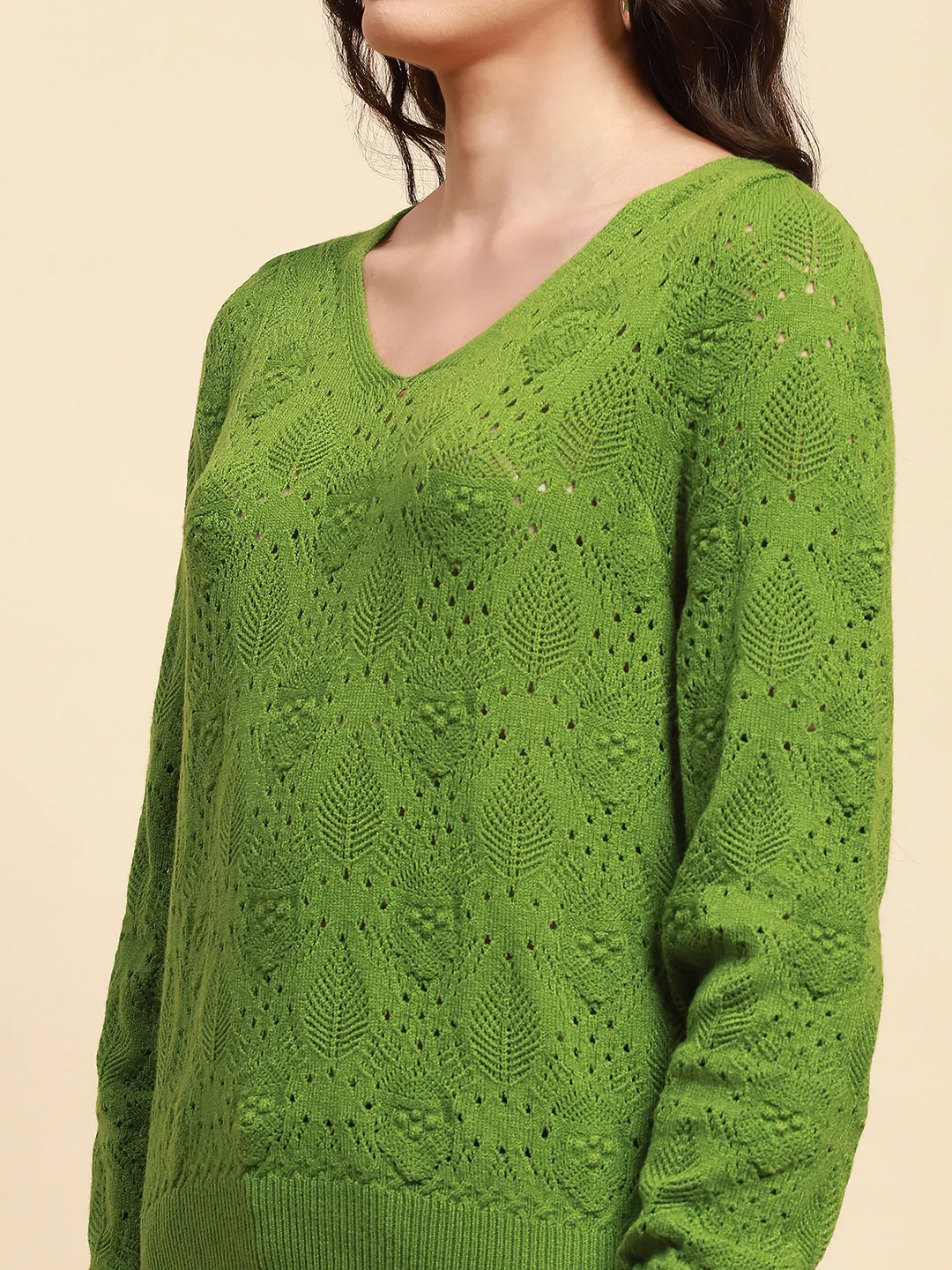 Green Viscose Blend Relaxed Pullover - Image 11