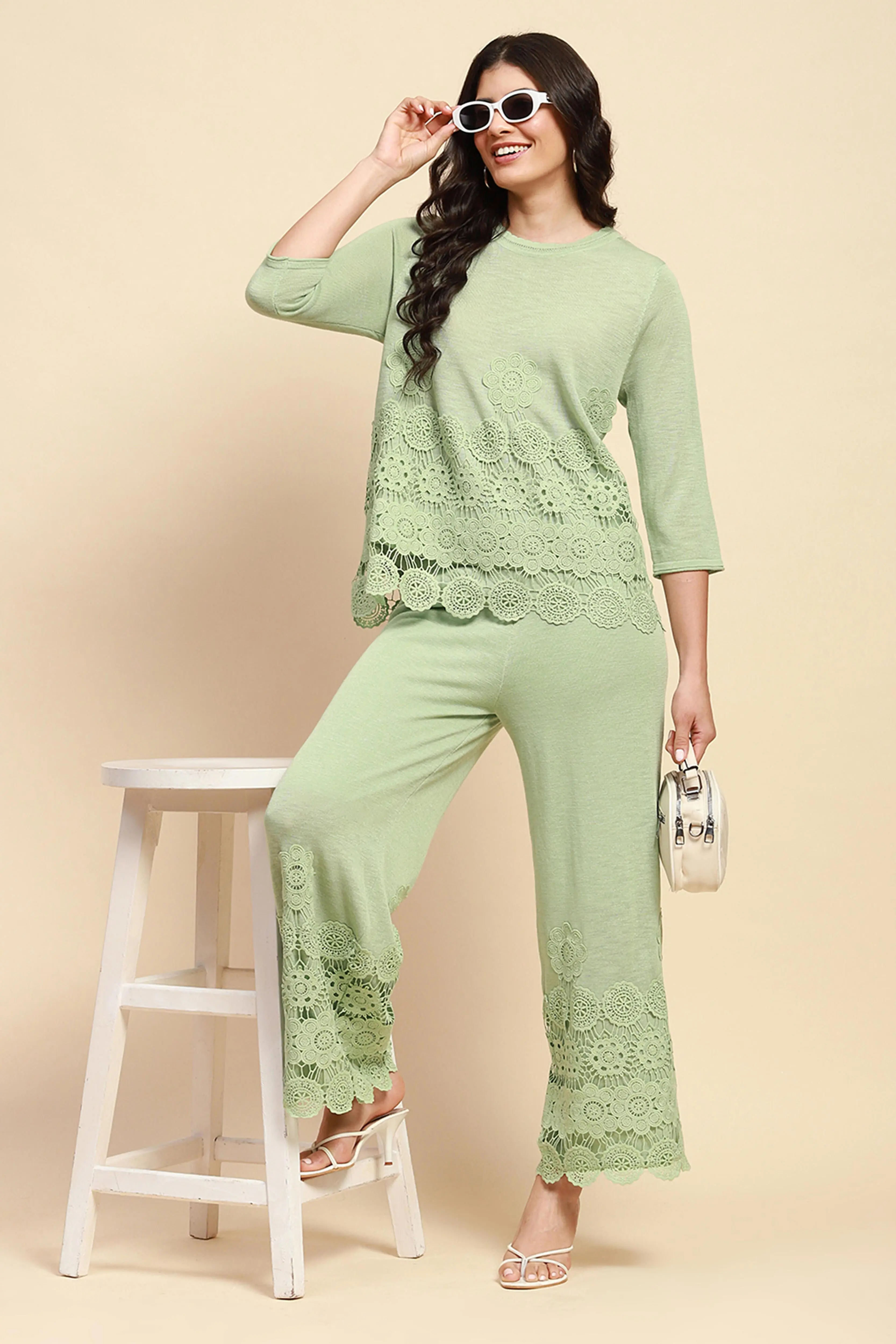 Green Viscose Relaxed Fit Co-ord Sets - Image 6