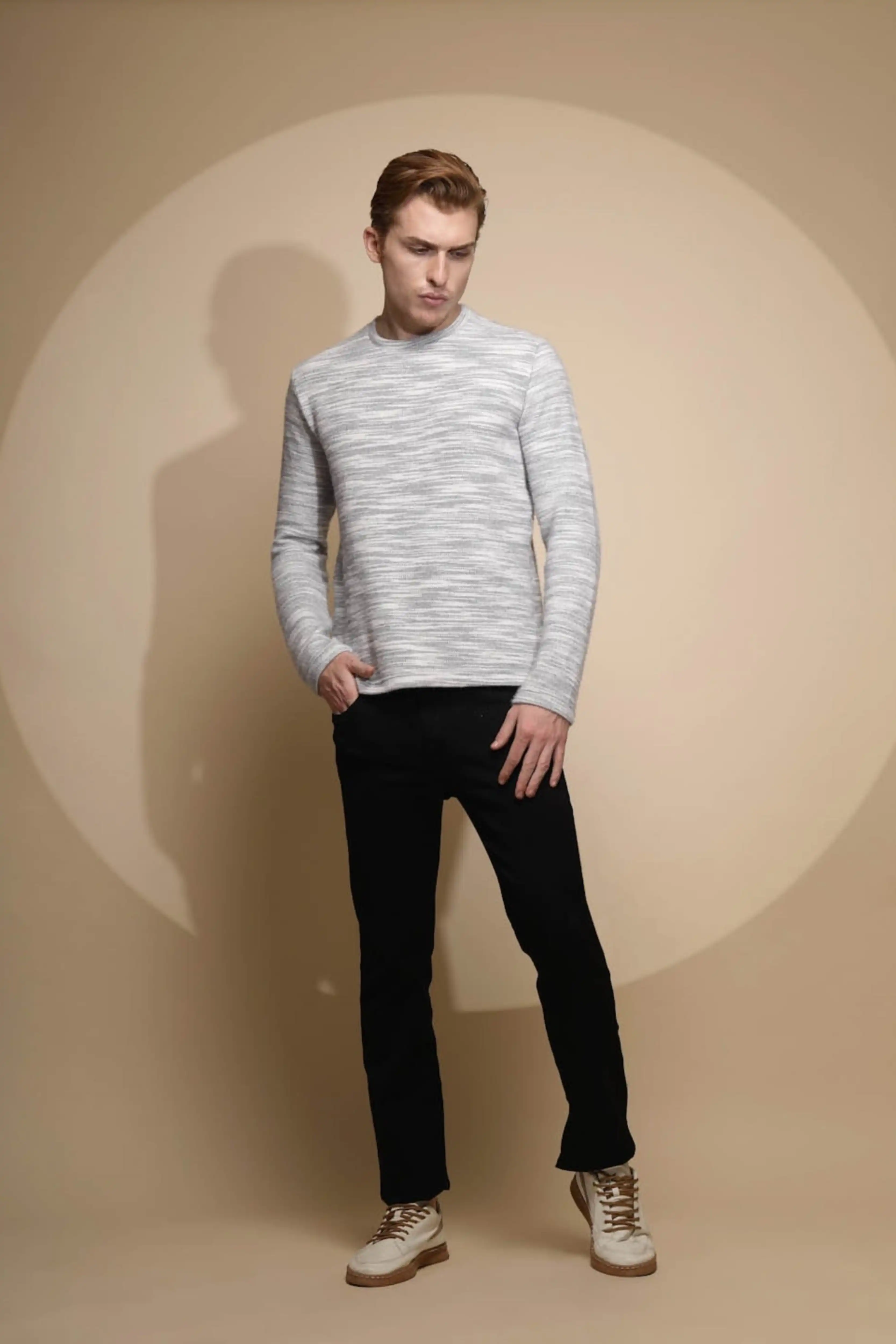 Grey Abstract Print Acrylic Sweatshirt - Image 7