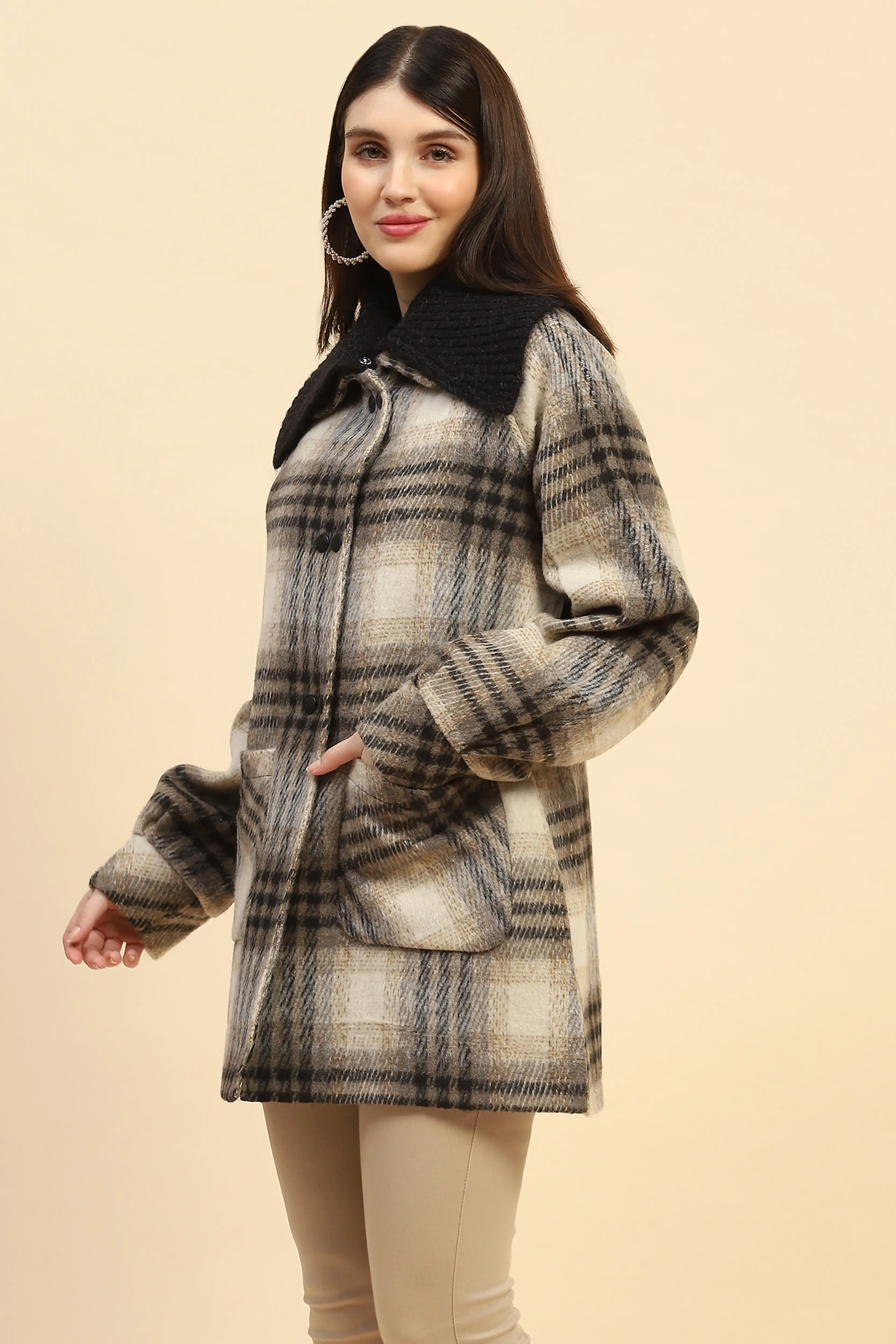 Grey Checkerd Coat - Image 2