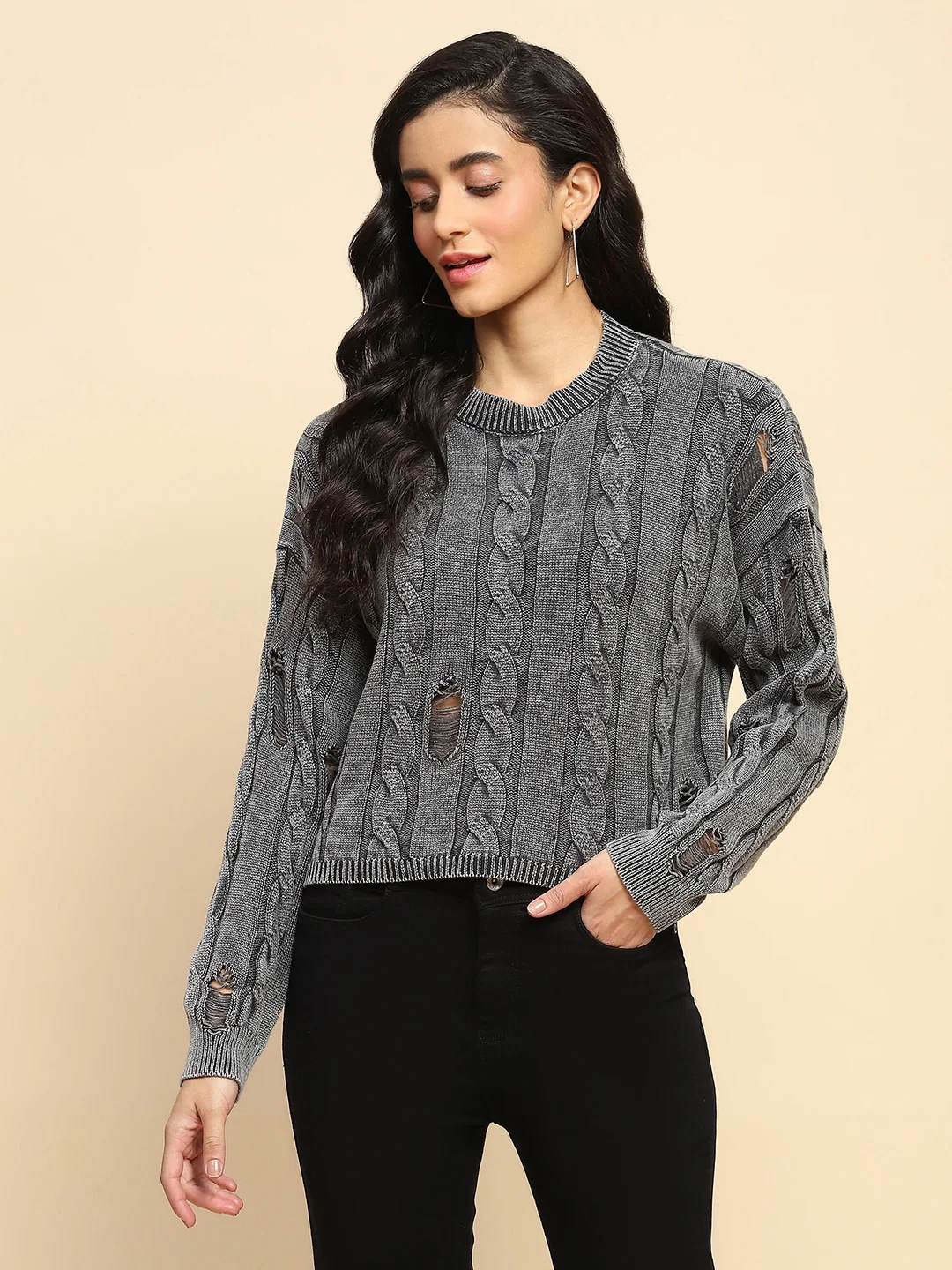 Grey Cotton Boxy Fit Pullover - Image 9
