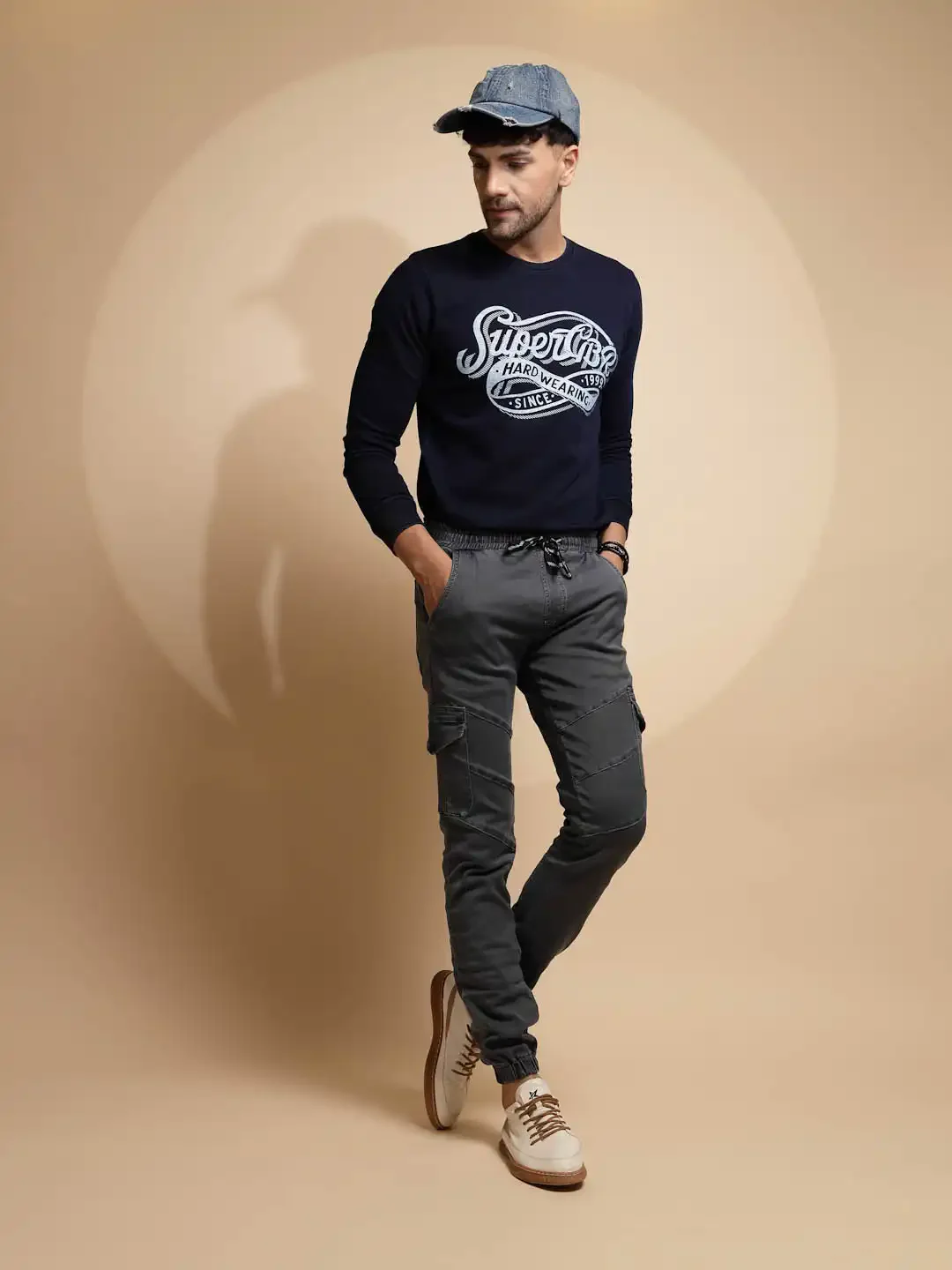 Grey Mid Rise Cotton Blend Jogger - Image 13