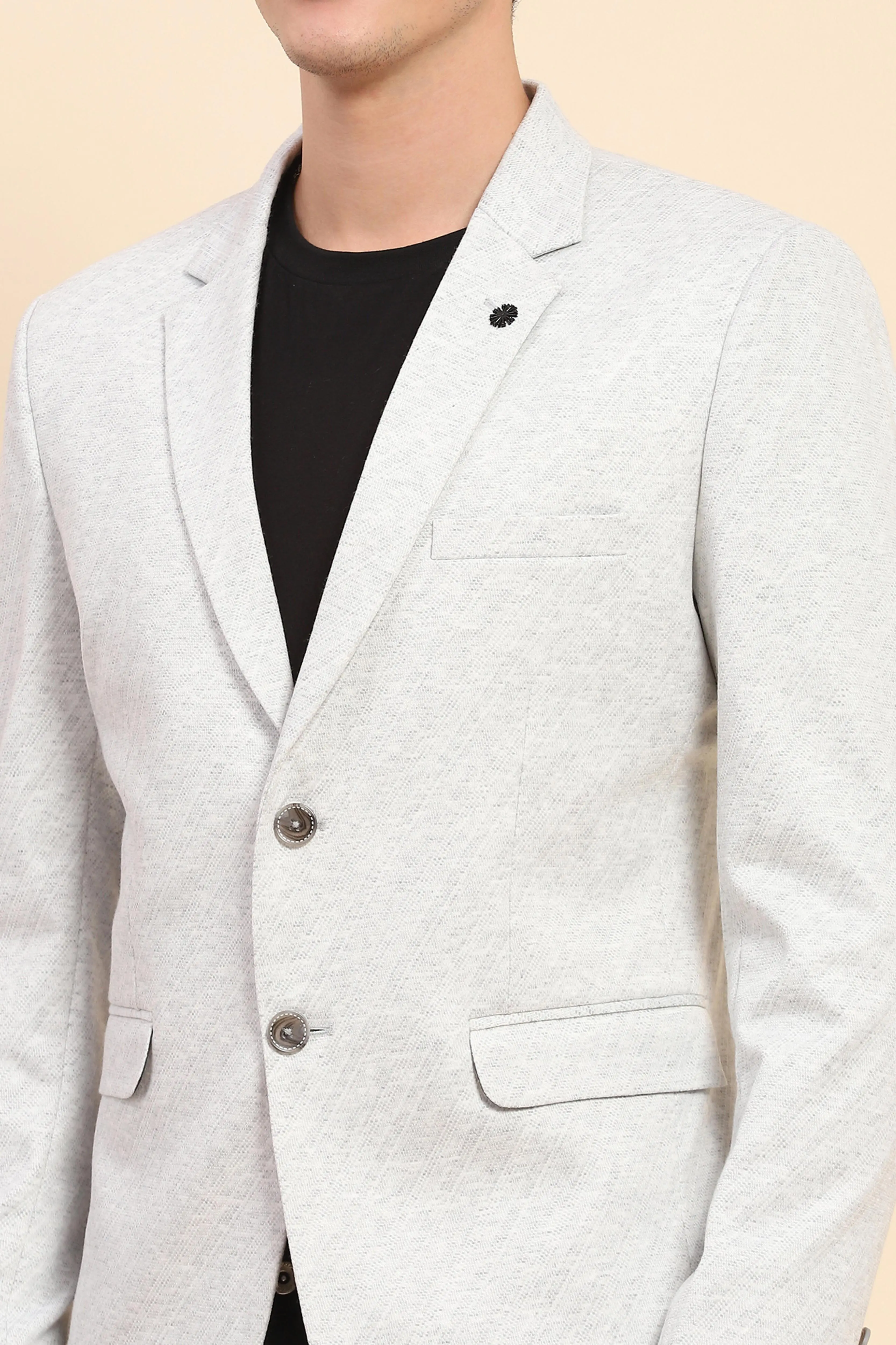 Grey Diagonal Line Textured Coat - Image 5