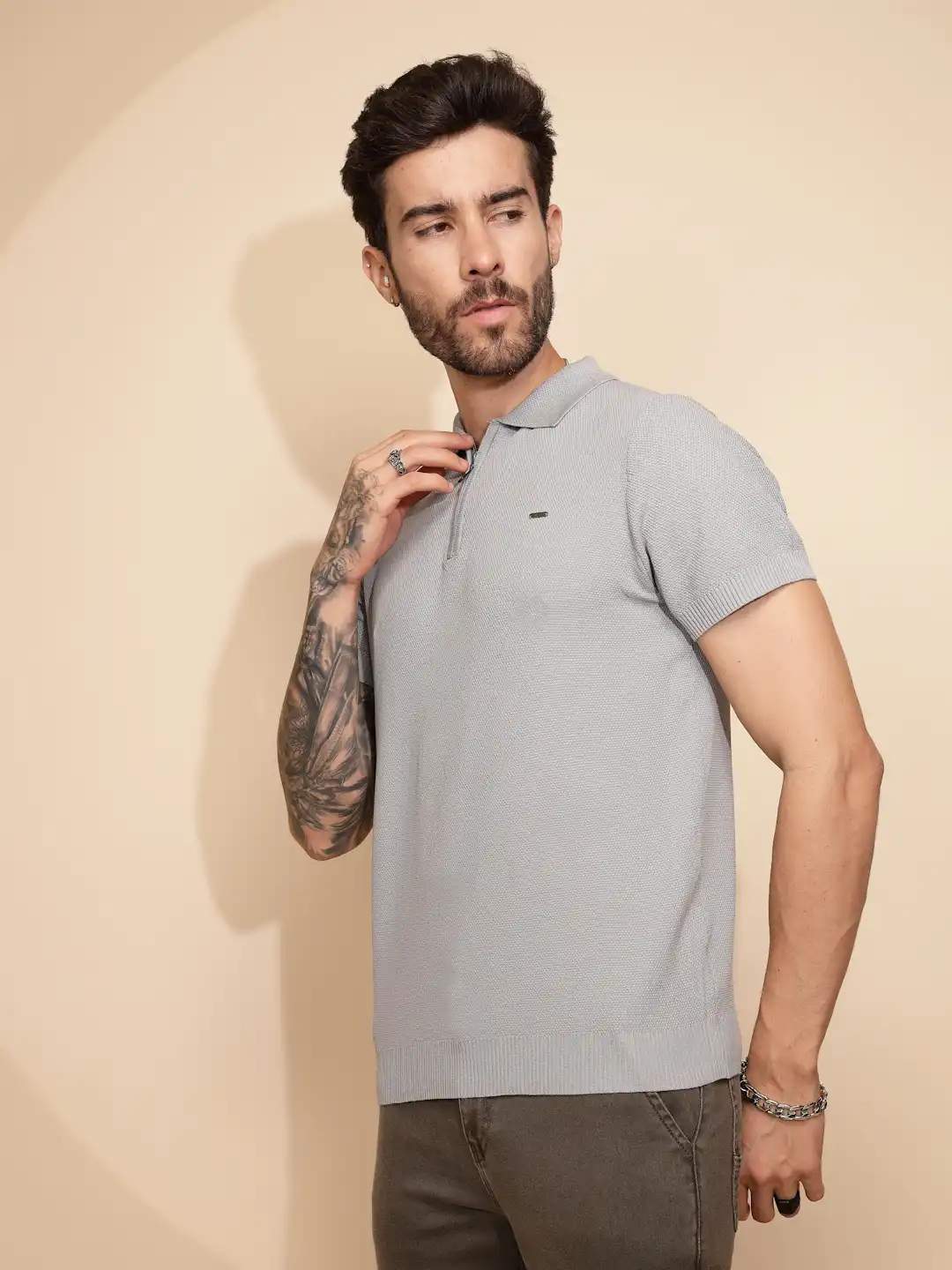 Grey Viscose Blend T-Shirt - Image 9