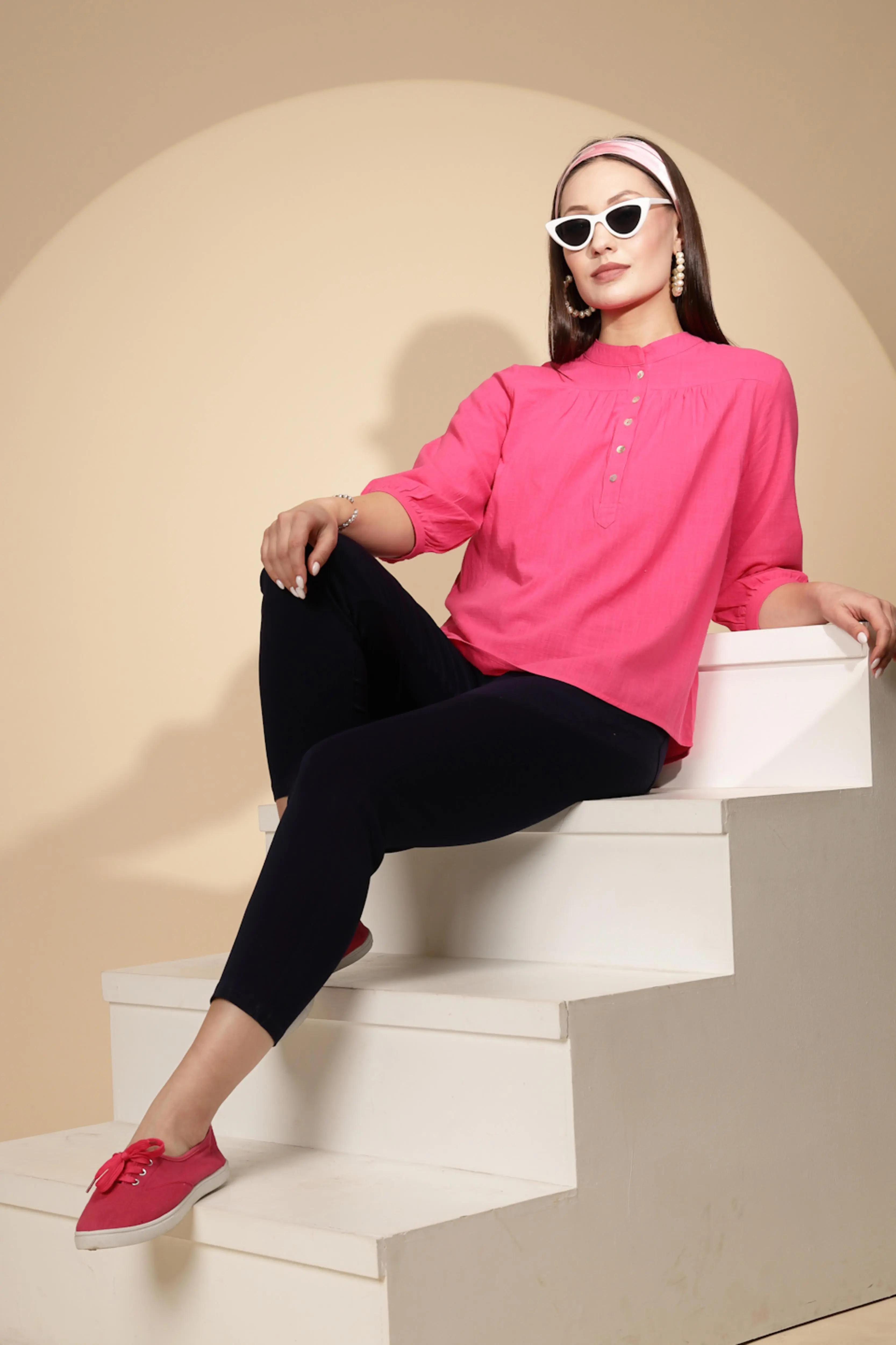 Hot Pink Cotton Solid Top - Image 7