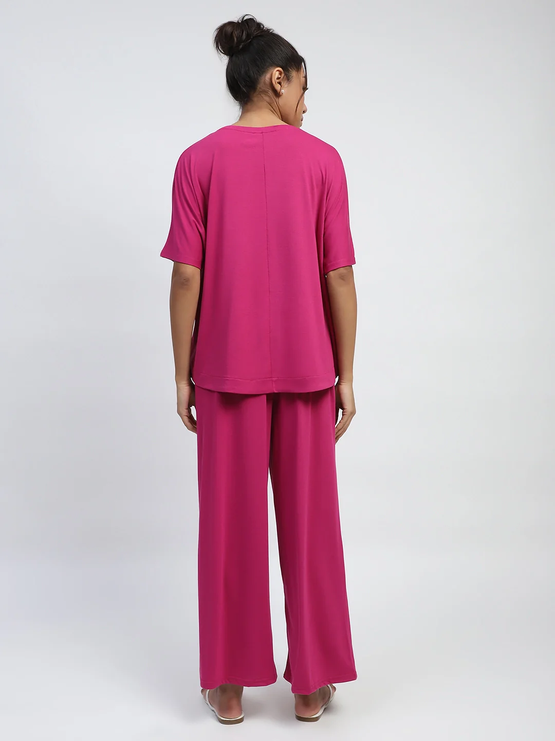 Pink Embroidered Solid Loungewear - Image 13