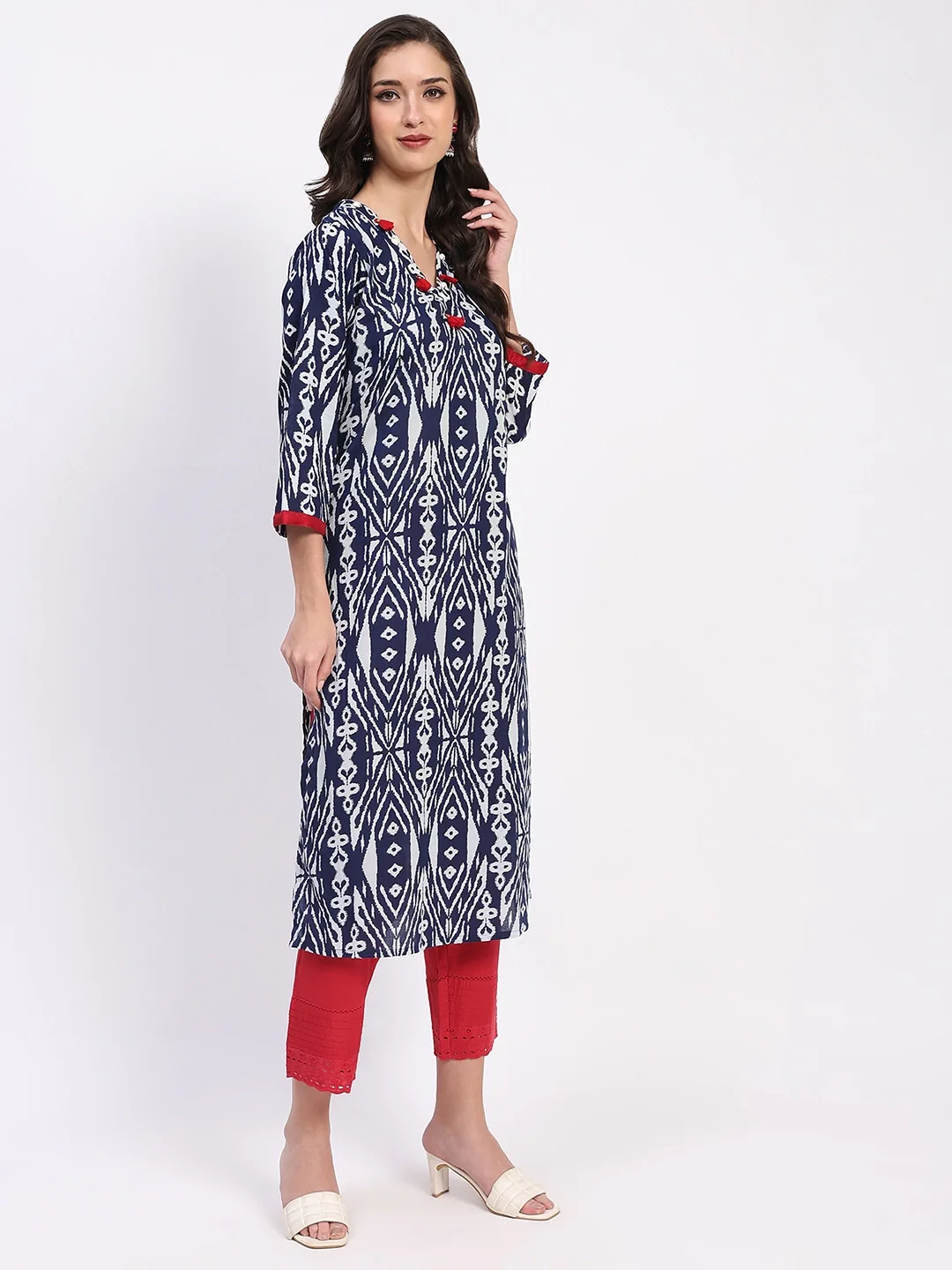 Indigo Cotton Printed Kurta - Image 10