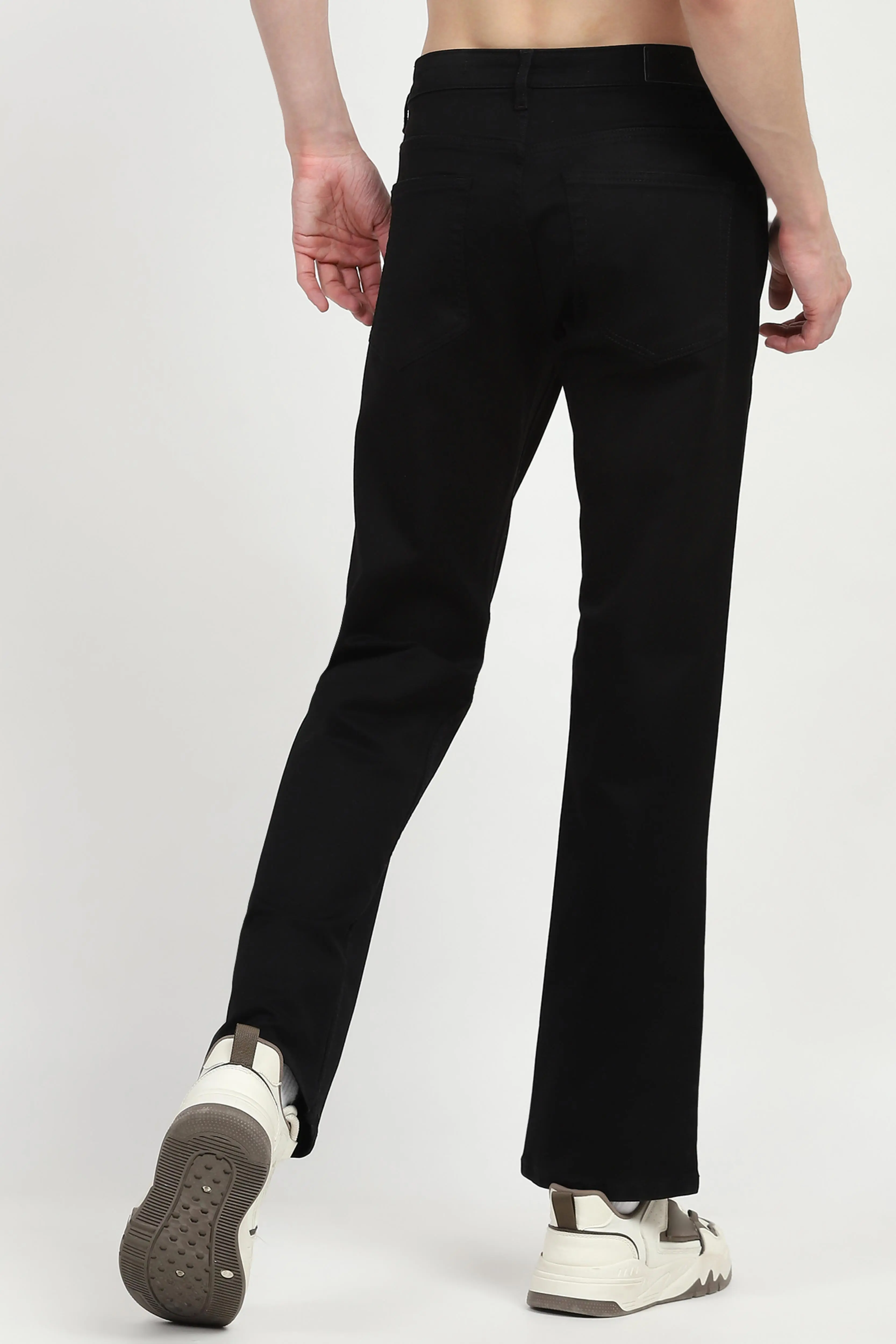 Jet Black Cotton Regular Fit Jeans - Image 4