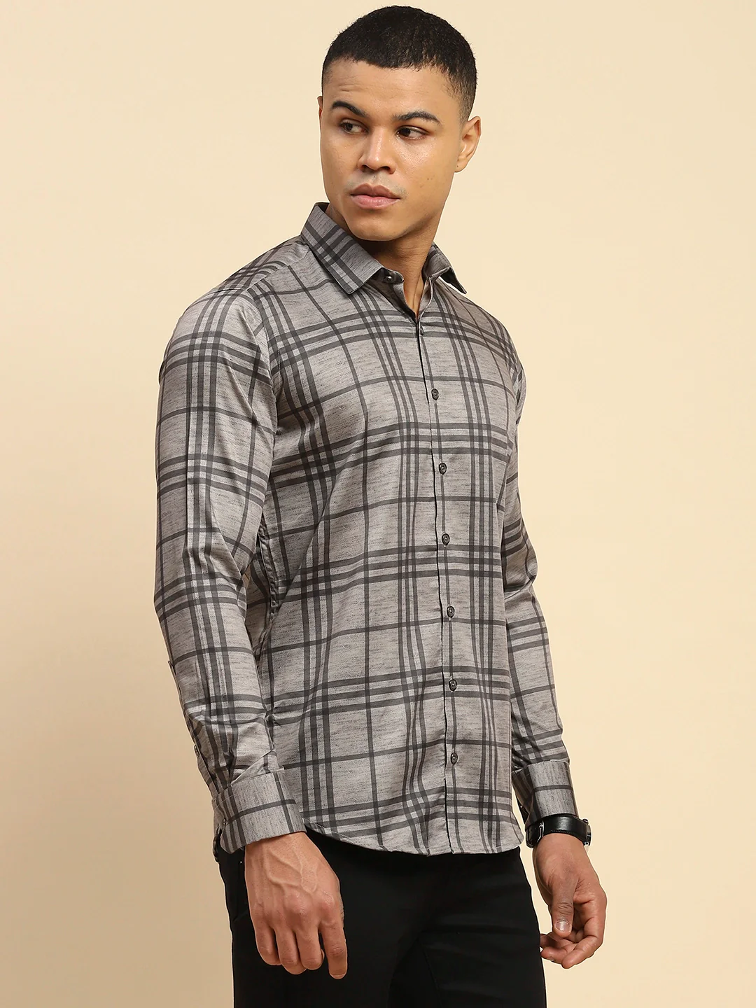 Grey Cotton Blend Tailored fit Shirt - Image 8