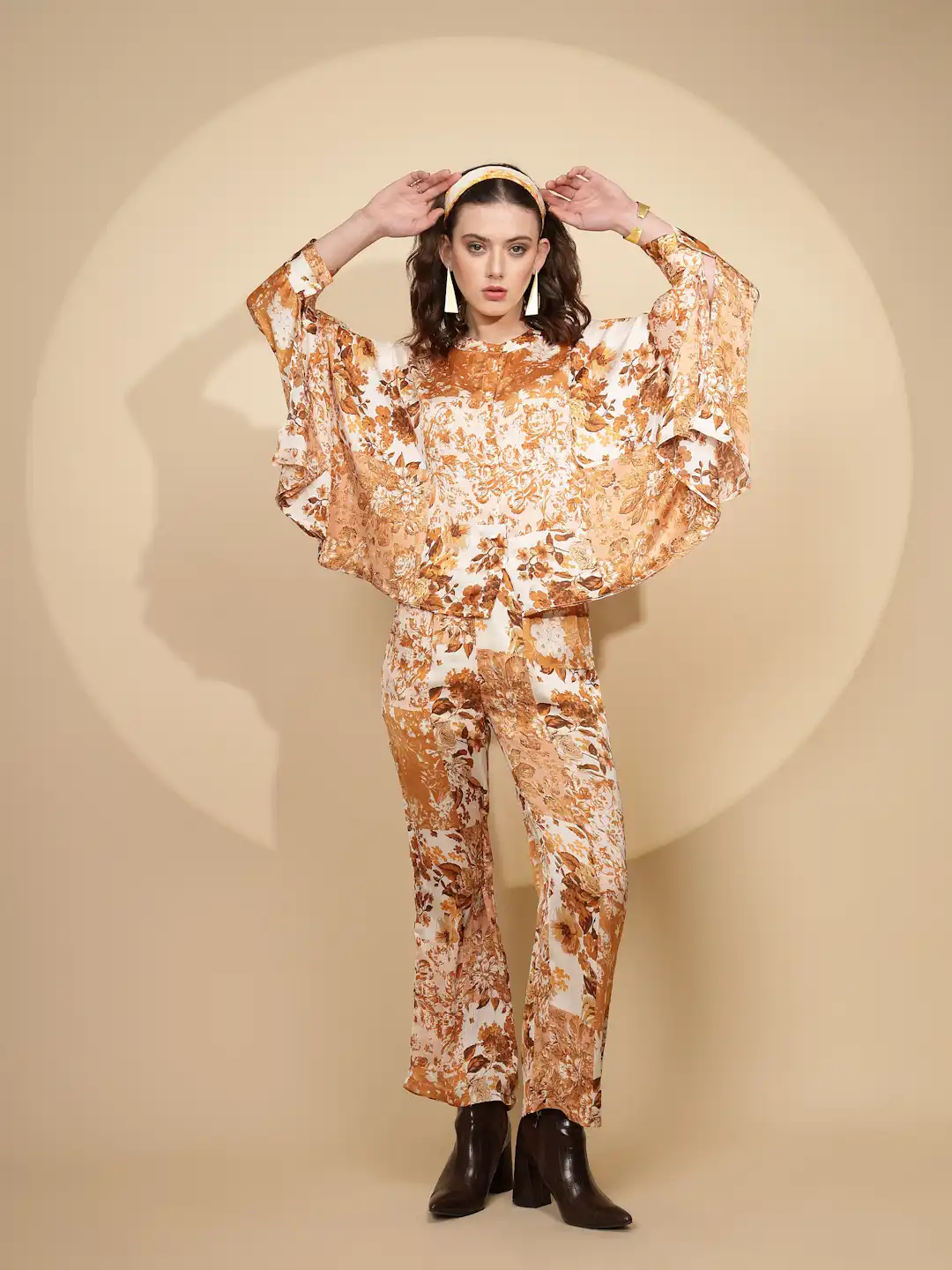 Khaki Regular Fit Co-Ord Set For Women - Image 9