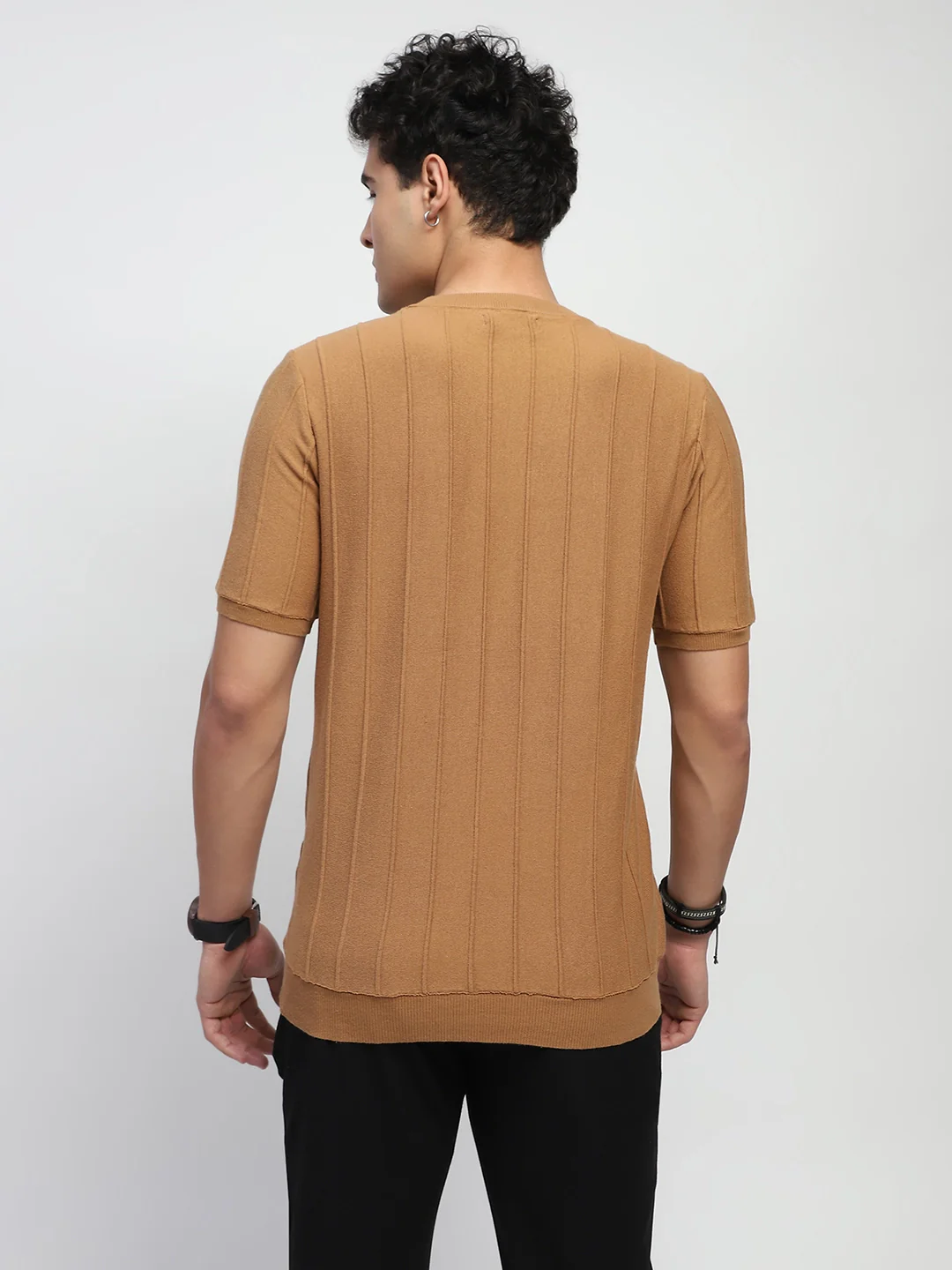 Brown Knitted Textured T-Shirt - Image 13