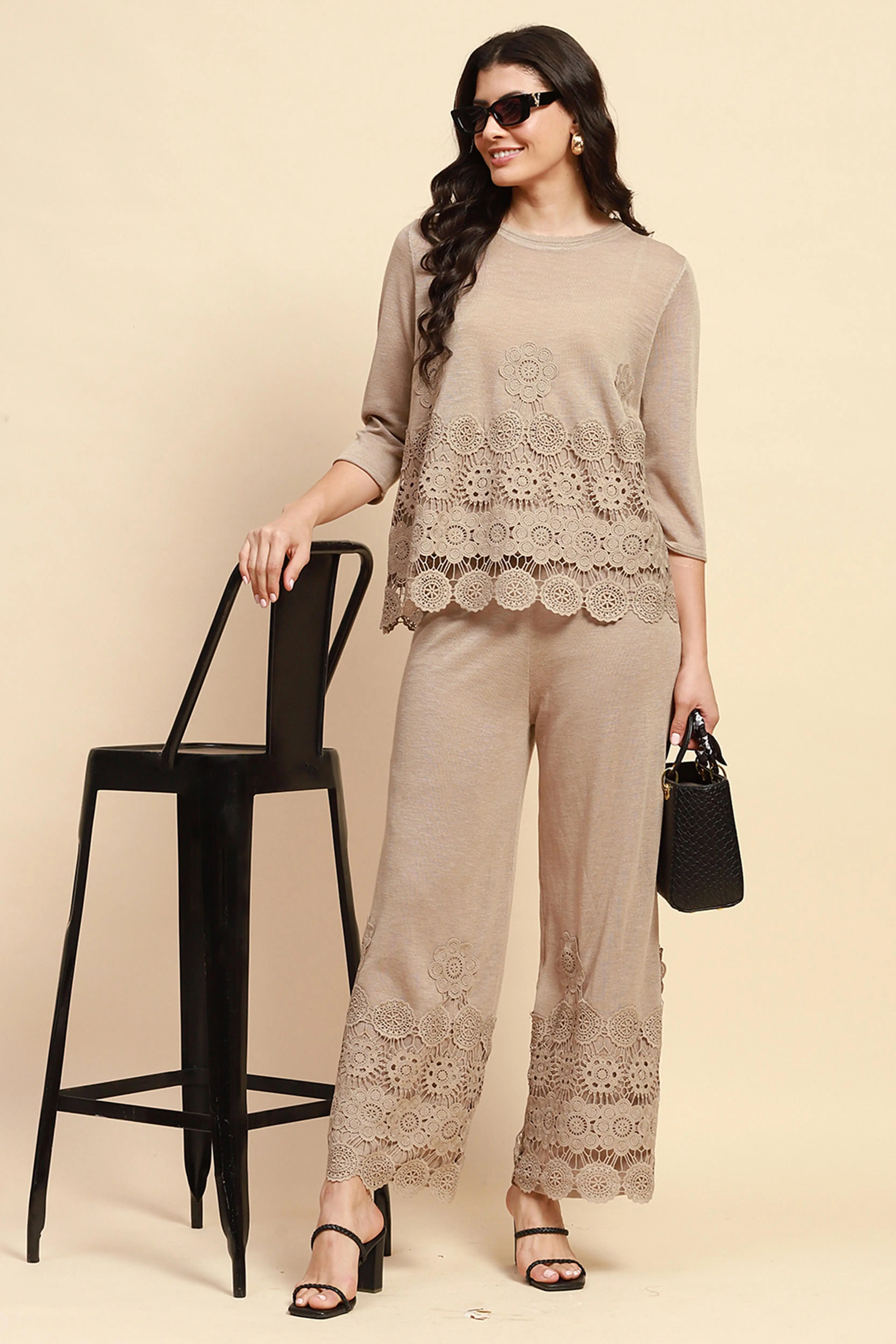 Khaki Viscose Relaxed Fit Co-ord Sets - Image 6
